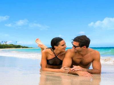 A couple enjoying on a beautiful beach