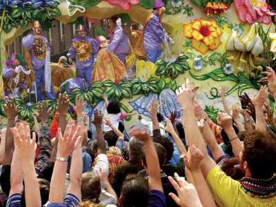 a group of people around each other