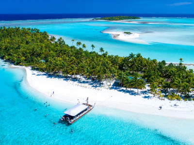 Cook islands surrounded by turquoise blue water