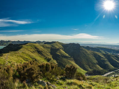 Christchurch Gondola og Lyttelton havn fra Port Hills i New Zealand