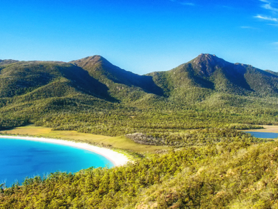 Luftfoto af Wineglass bay, Tasmanien, Australien