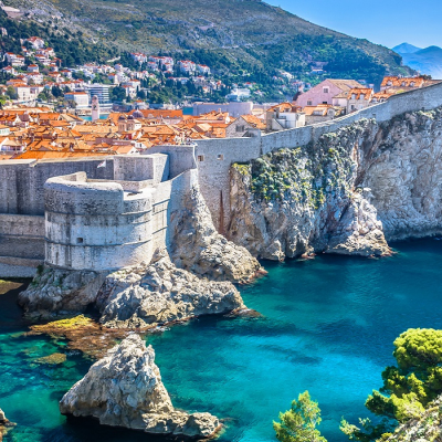 Aerial view at famous european travel destination in Croatia, Dubrovnik old town