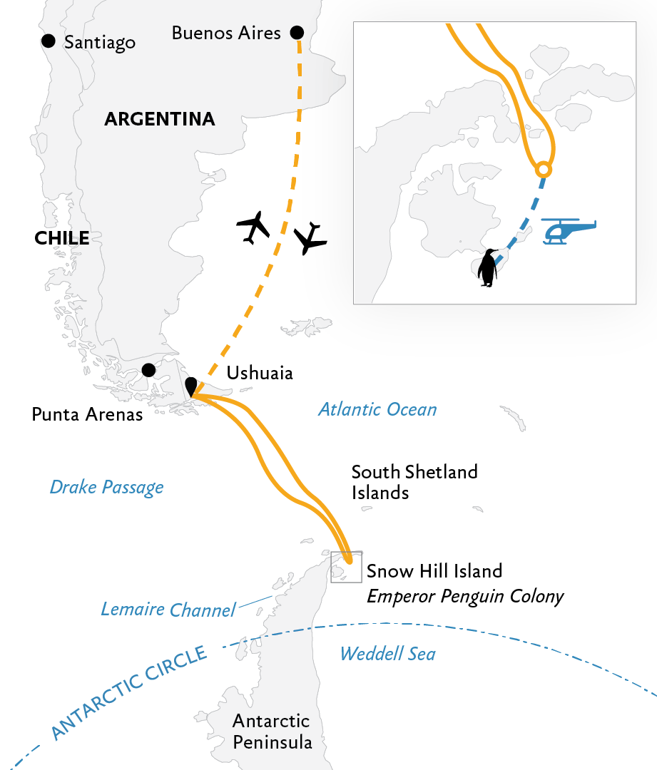 Emperor Penguin Quest: Expedition to Snow Hill Itinerary Map