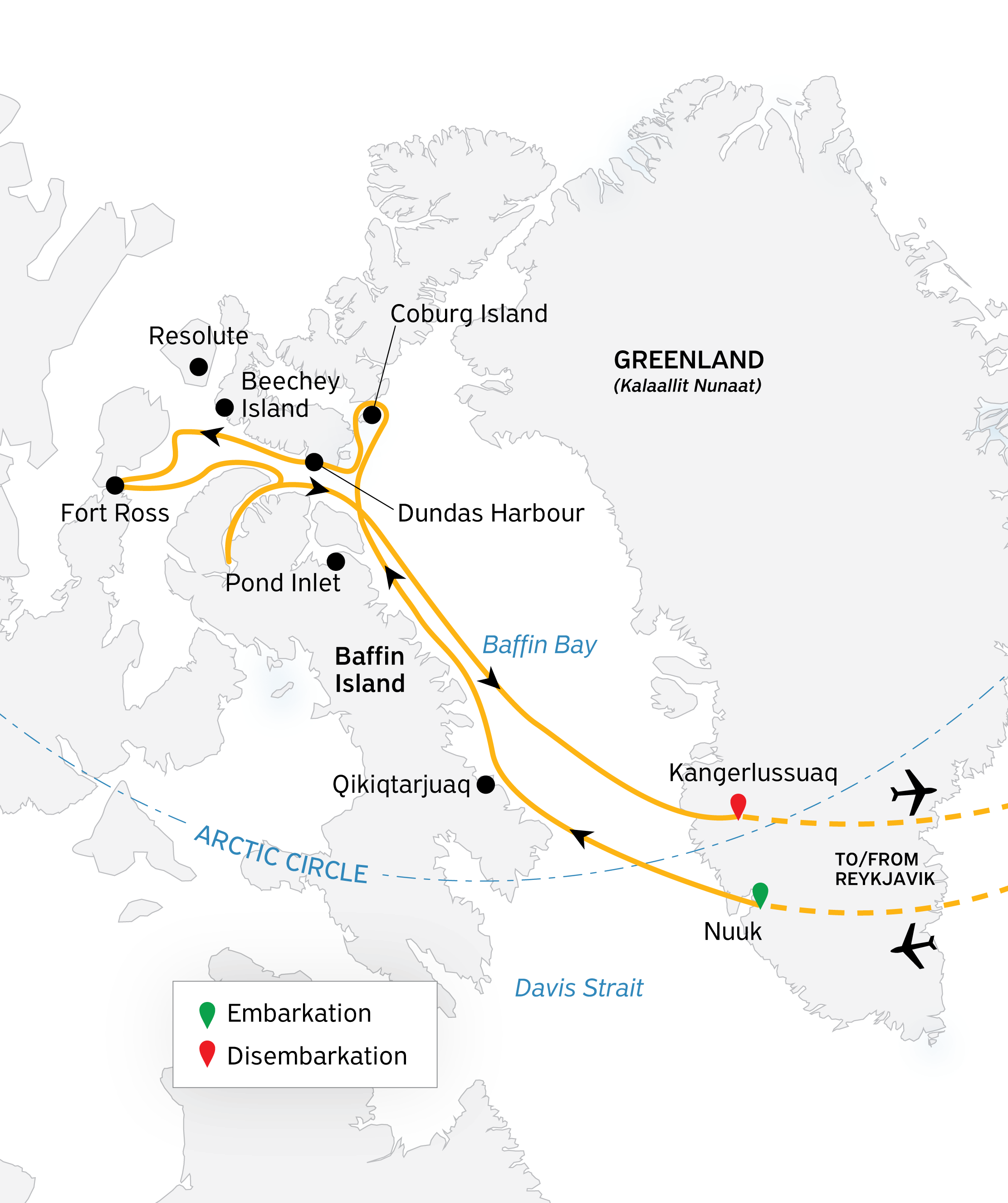 Canadian Arctic: Wildlife, Helicopters, and the Northwest Passage Itinerary Map