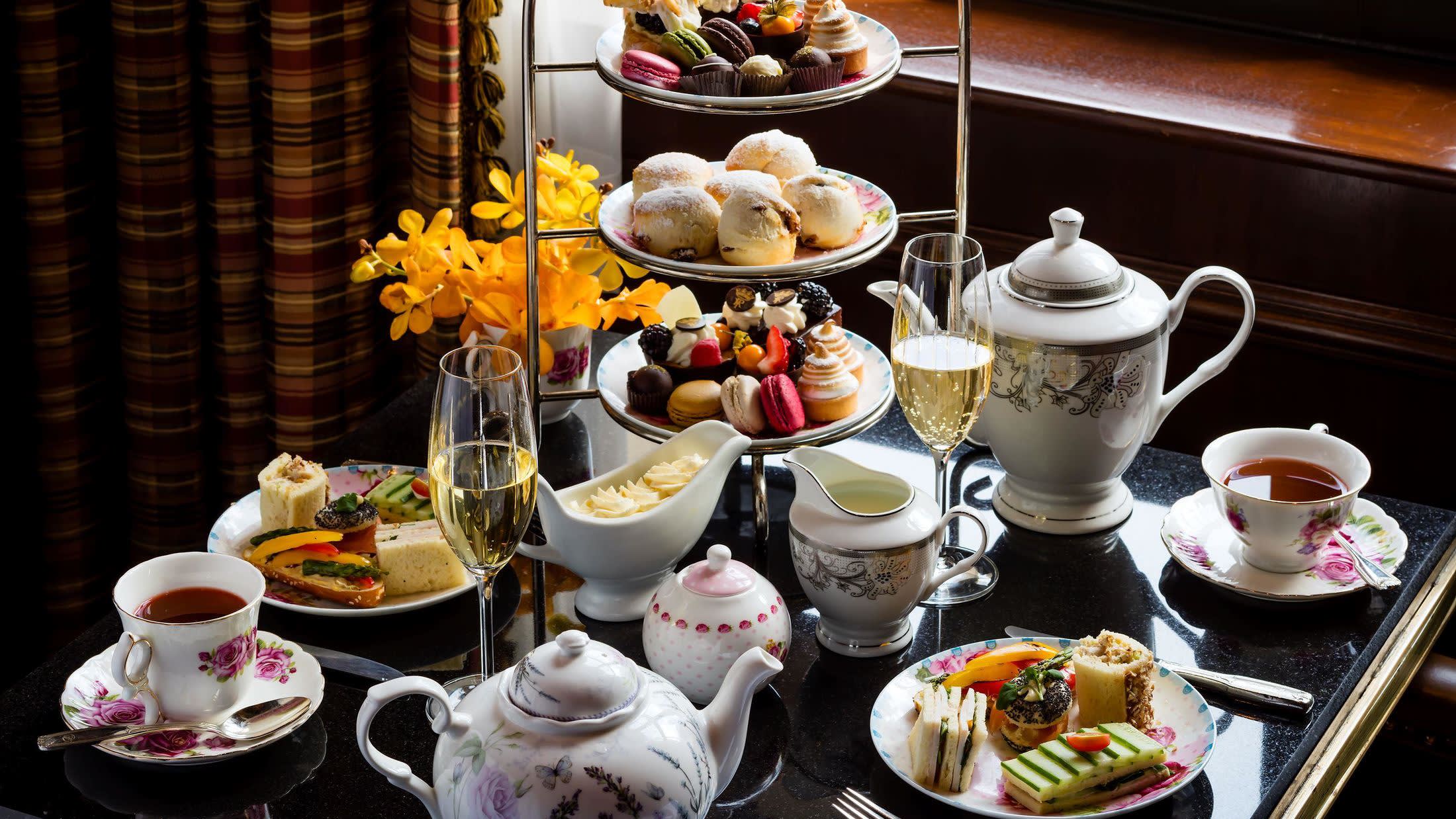 a table topped with plates of food on a plate