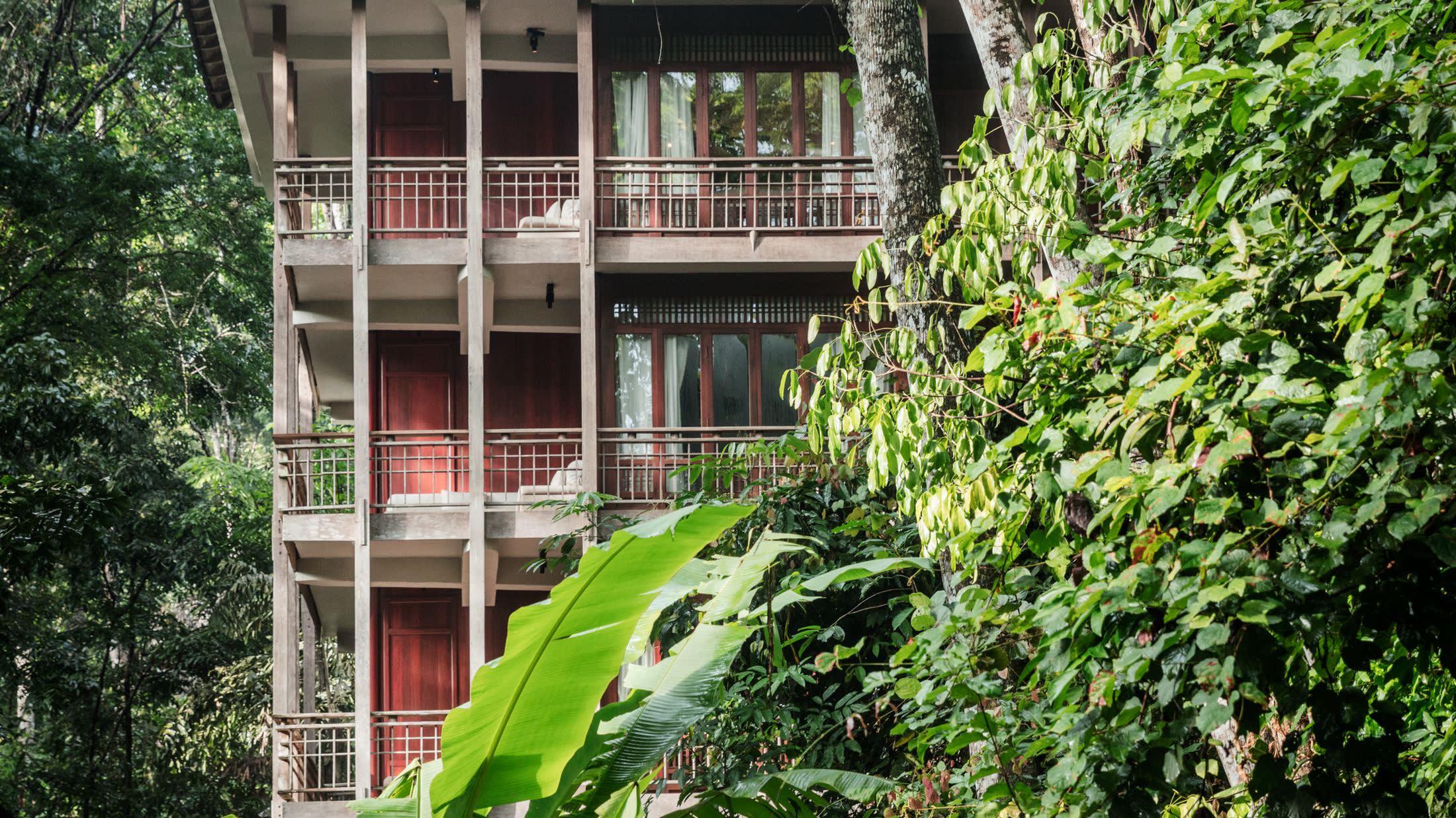 a tree in front of a building