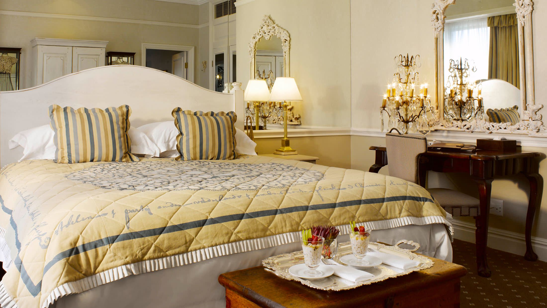 a double bed in a hotel room