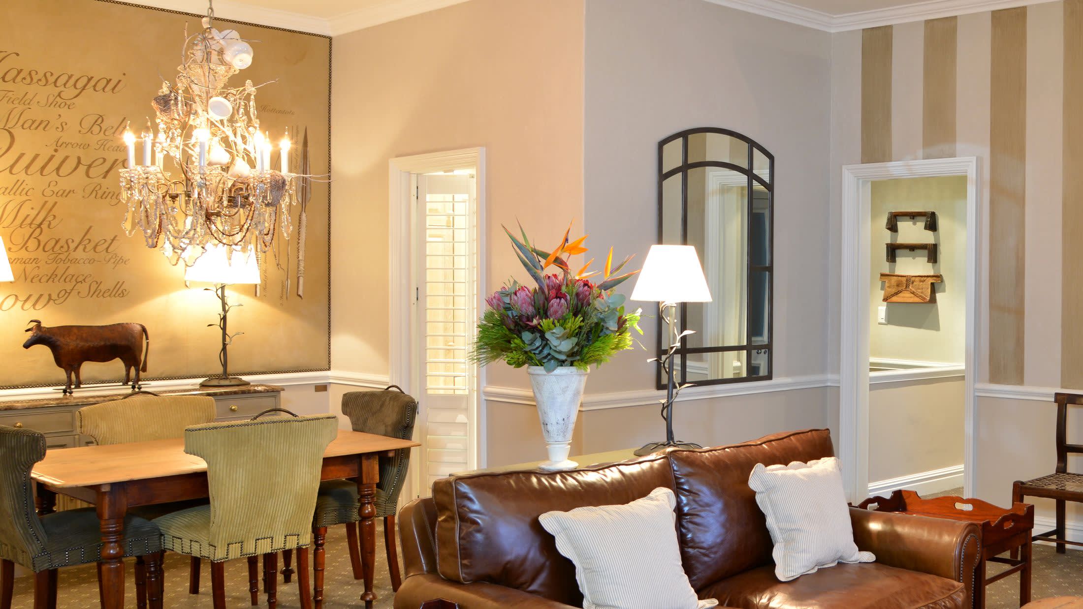 a living room filled with furniture and a fire place