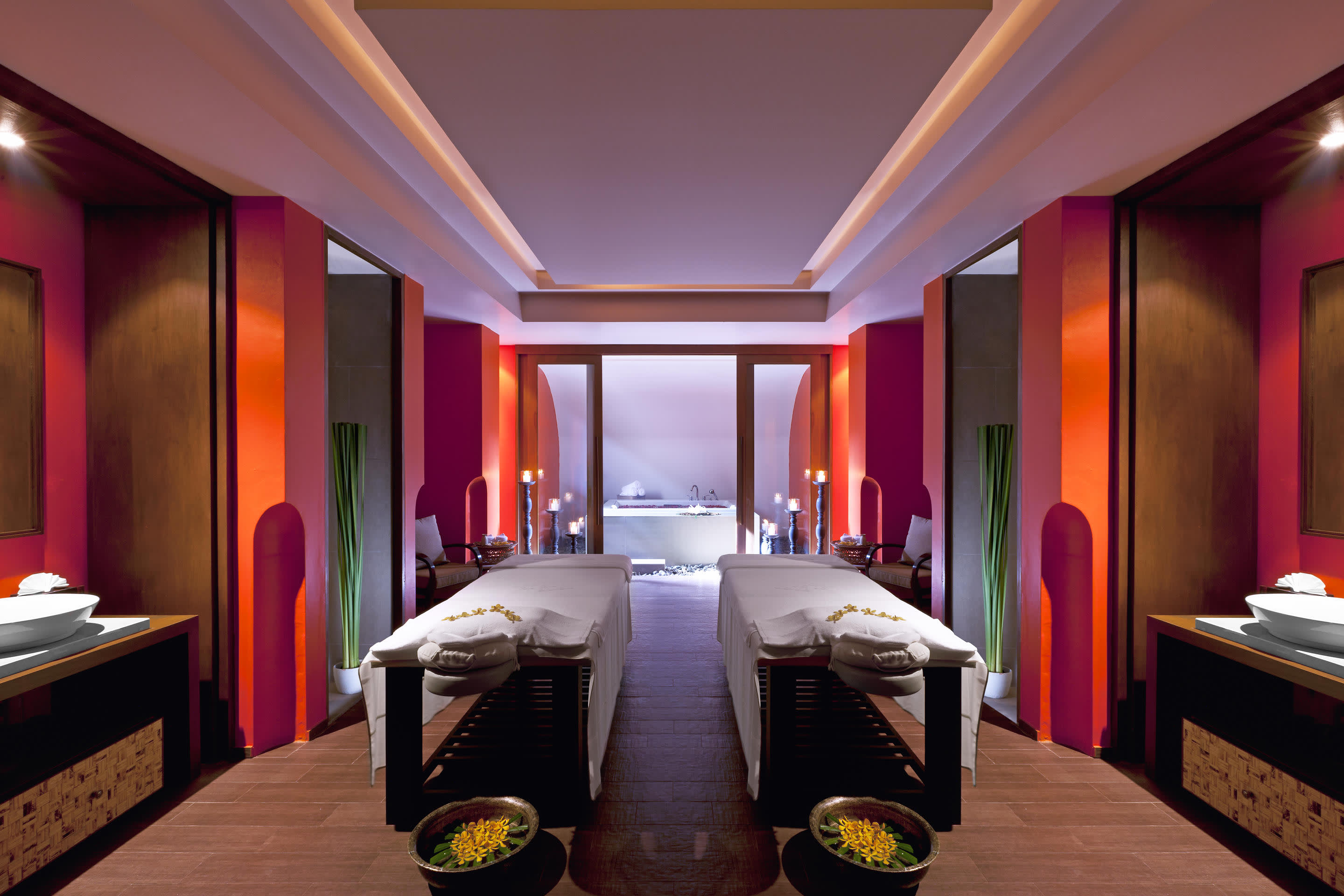 a room filled with furniture and a large window