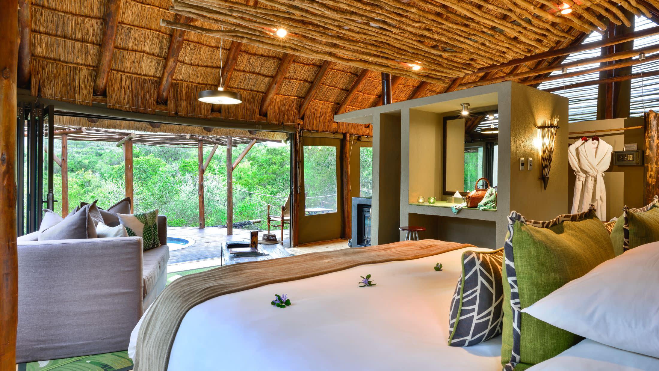 a large bed in a room