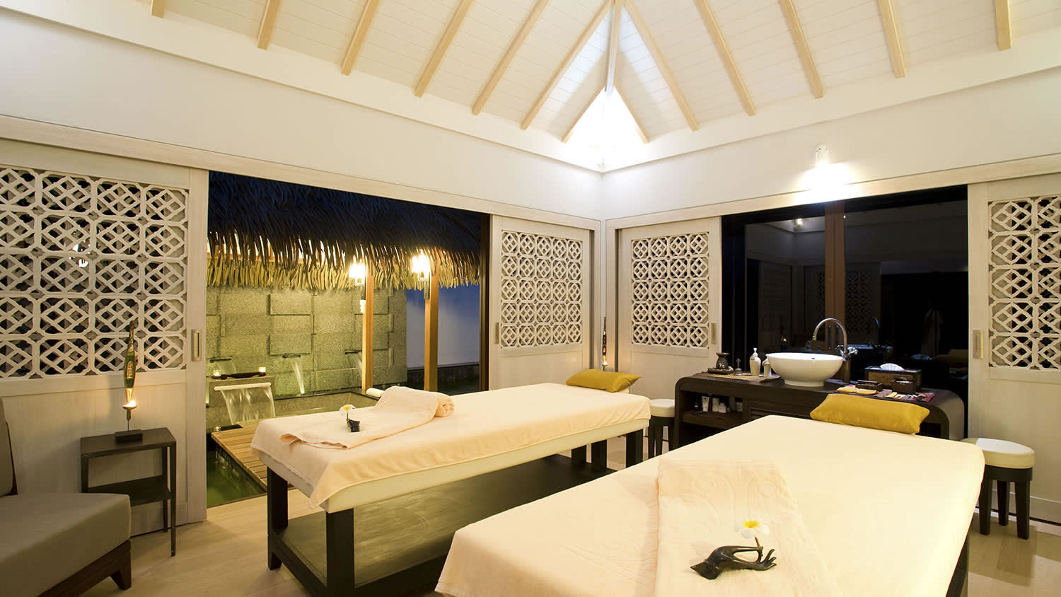 a hotel room with a large window