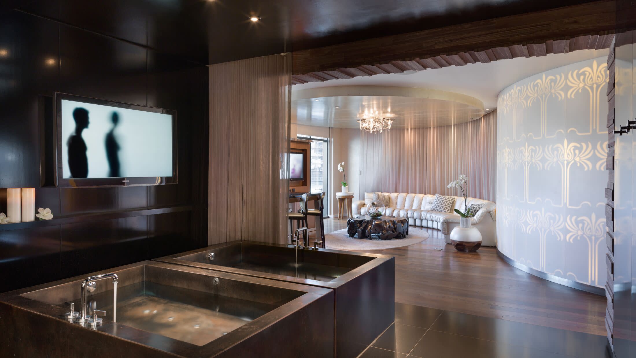 a kitchen with a dining room table