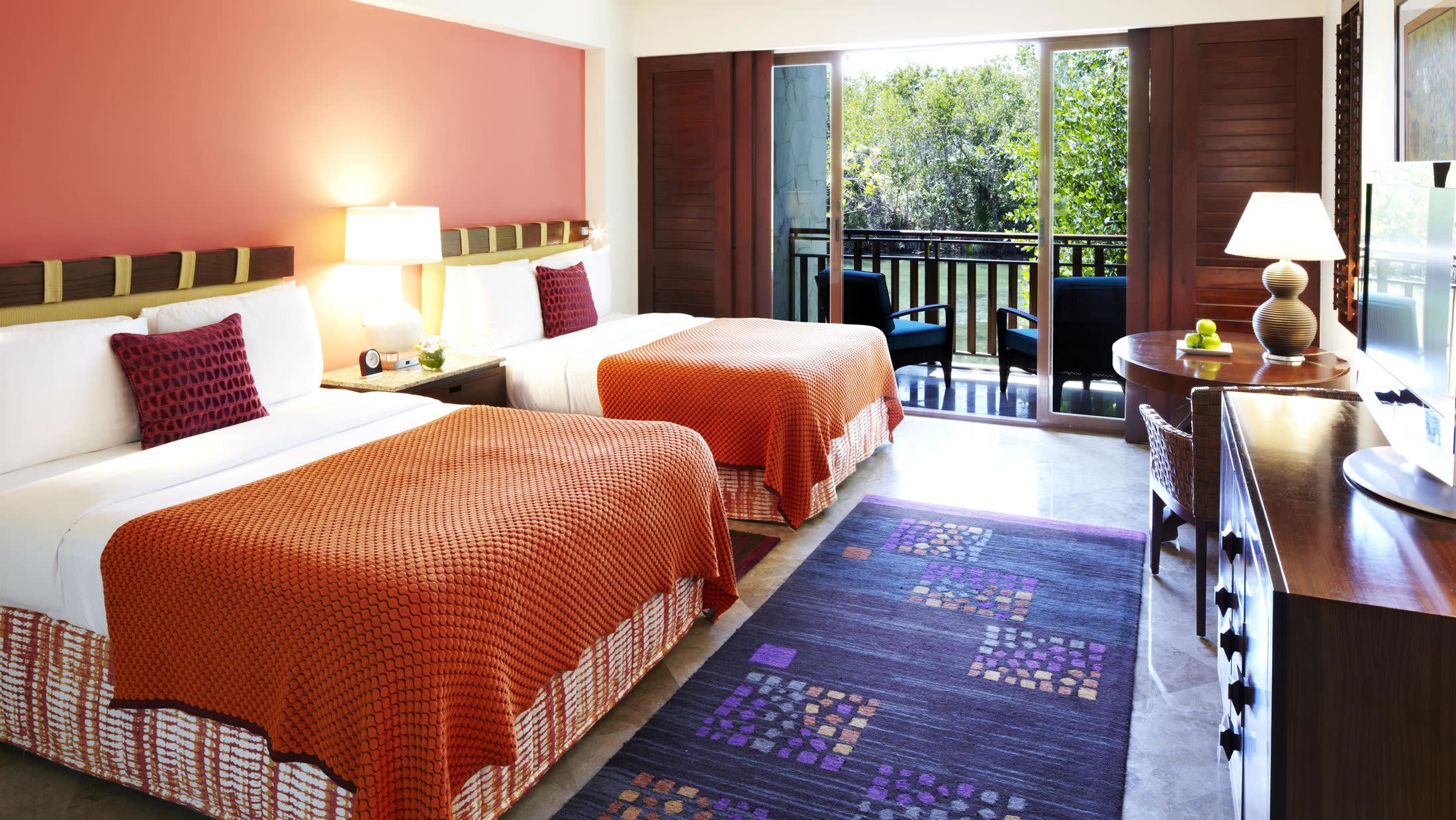 a double bed in a hotel room