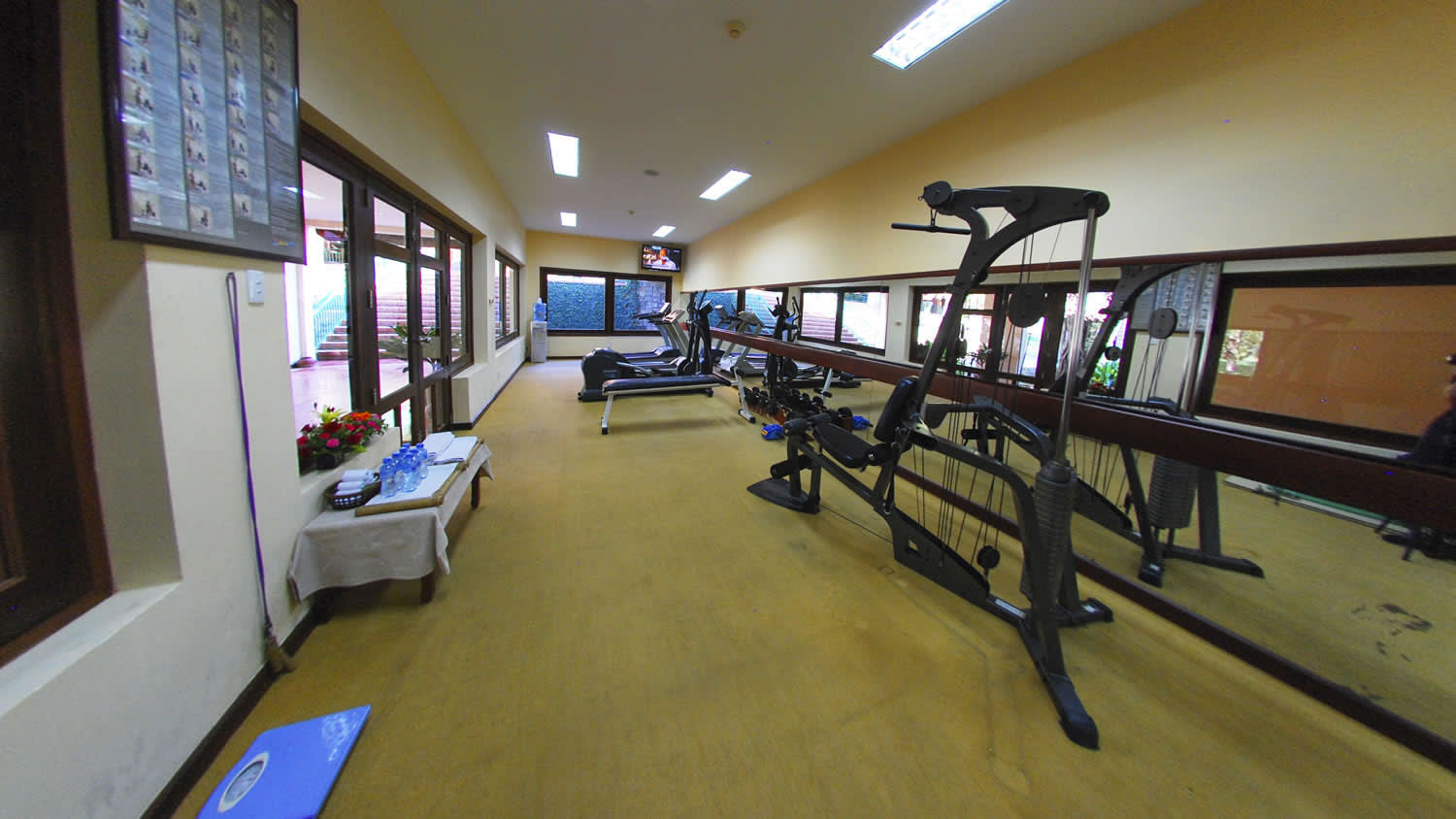 a room with a wood floor