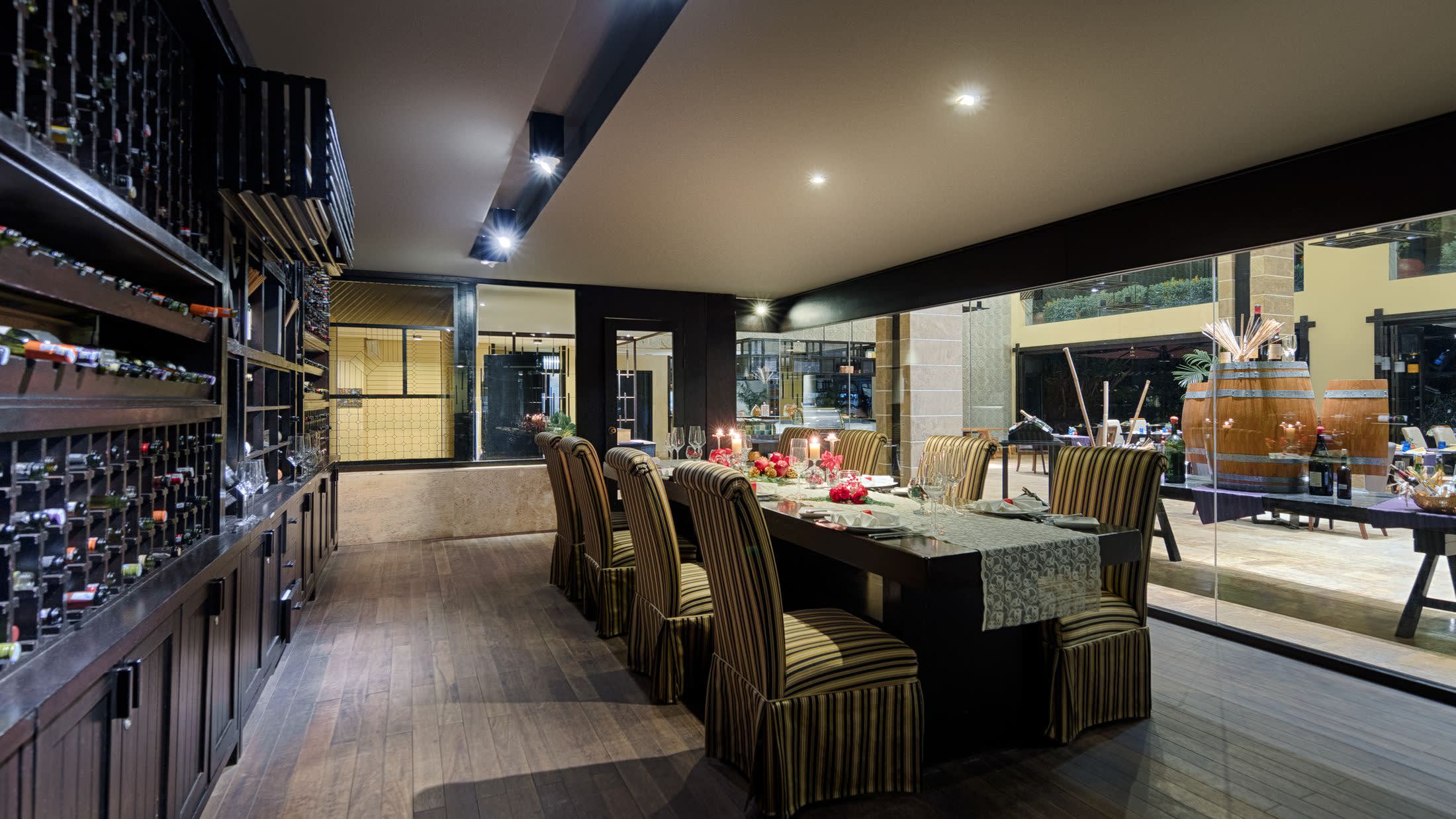 a room filled with furniture and a table