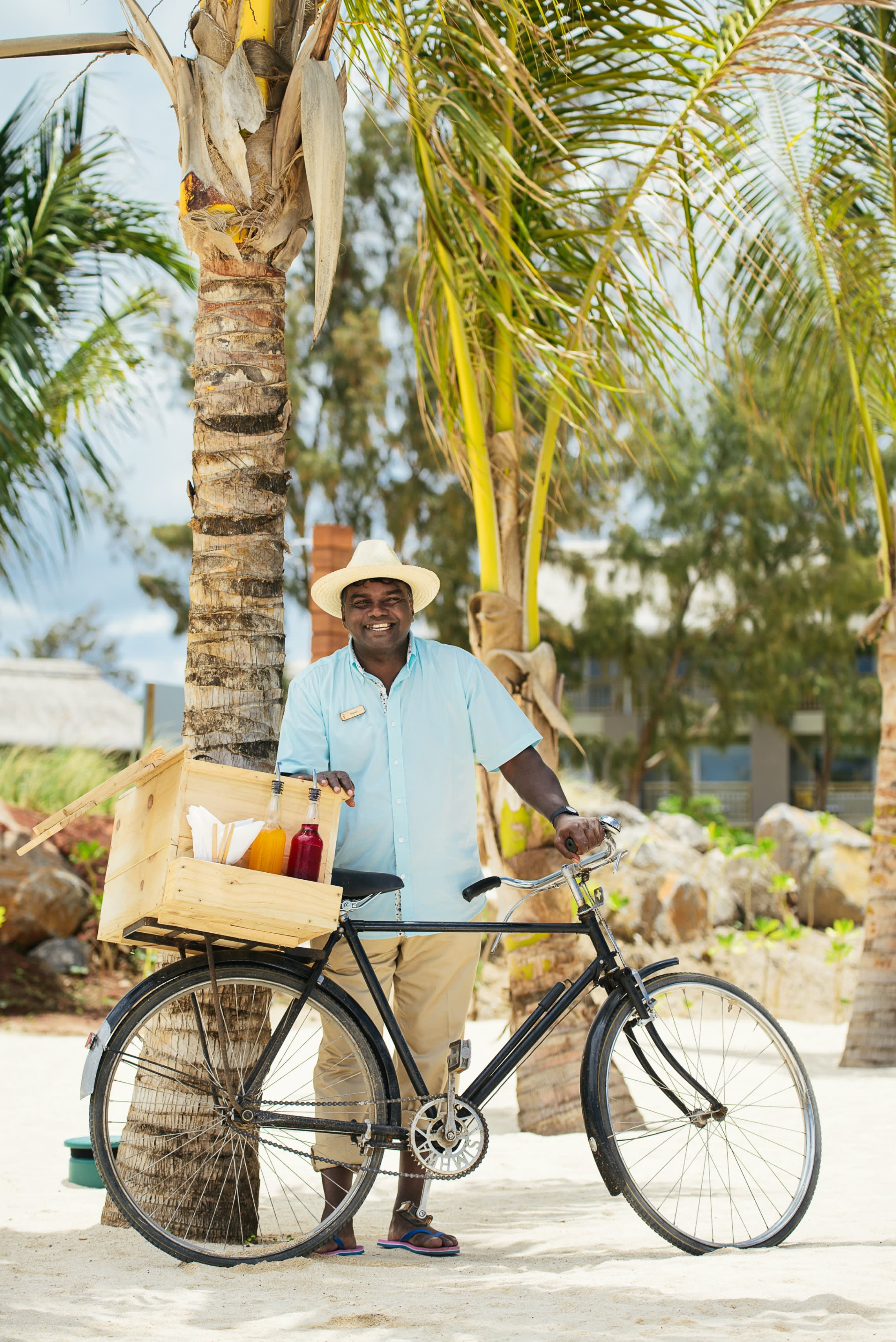 a man riding on the back of a bicycle