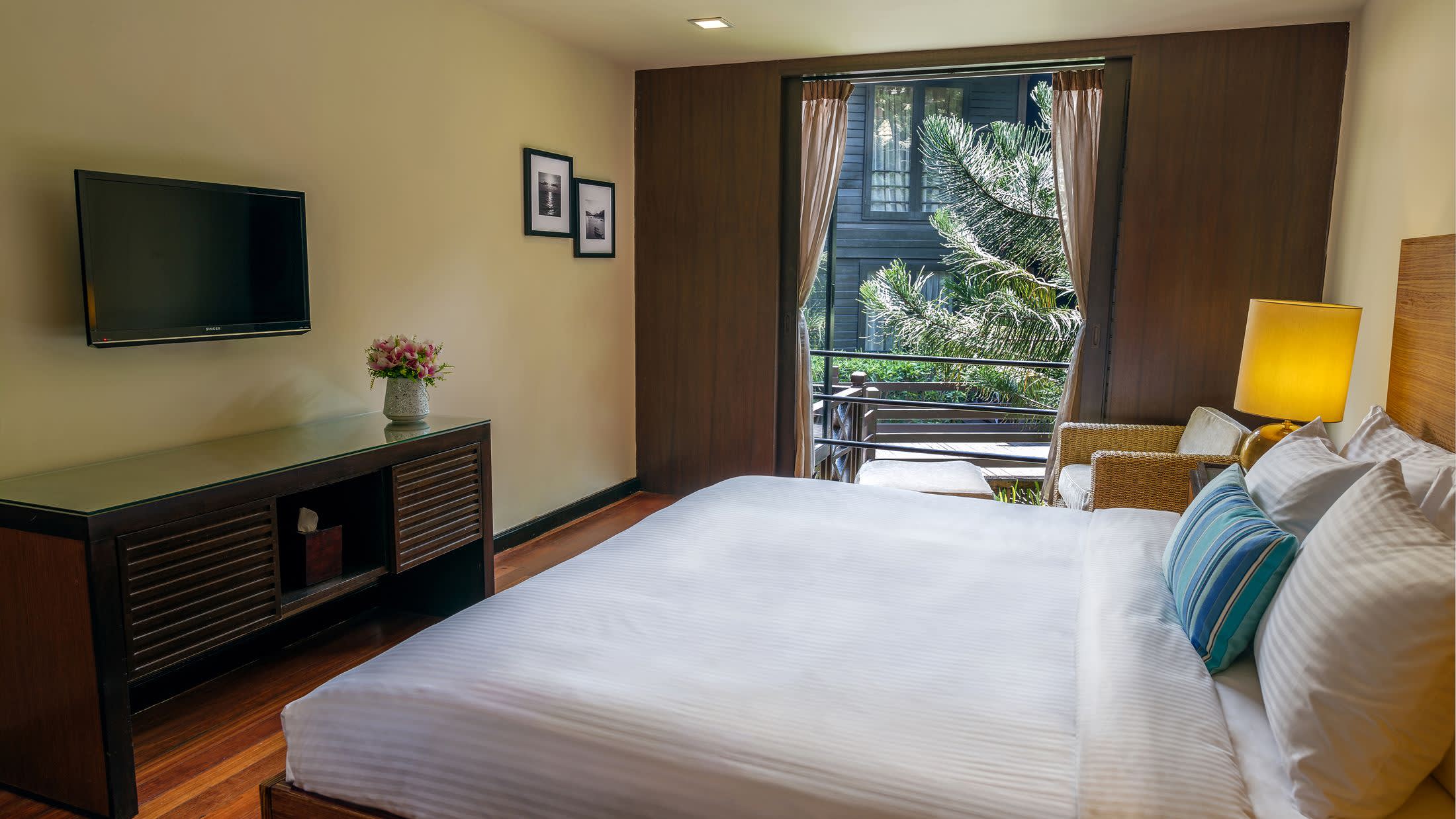 a double bed in a hotel room