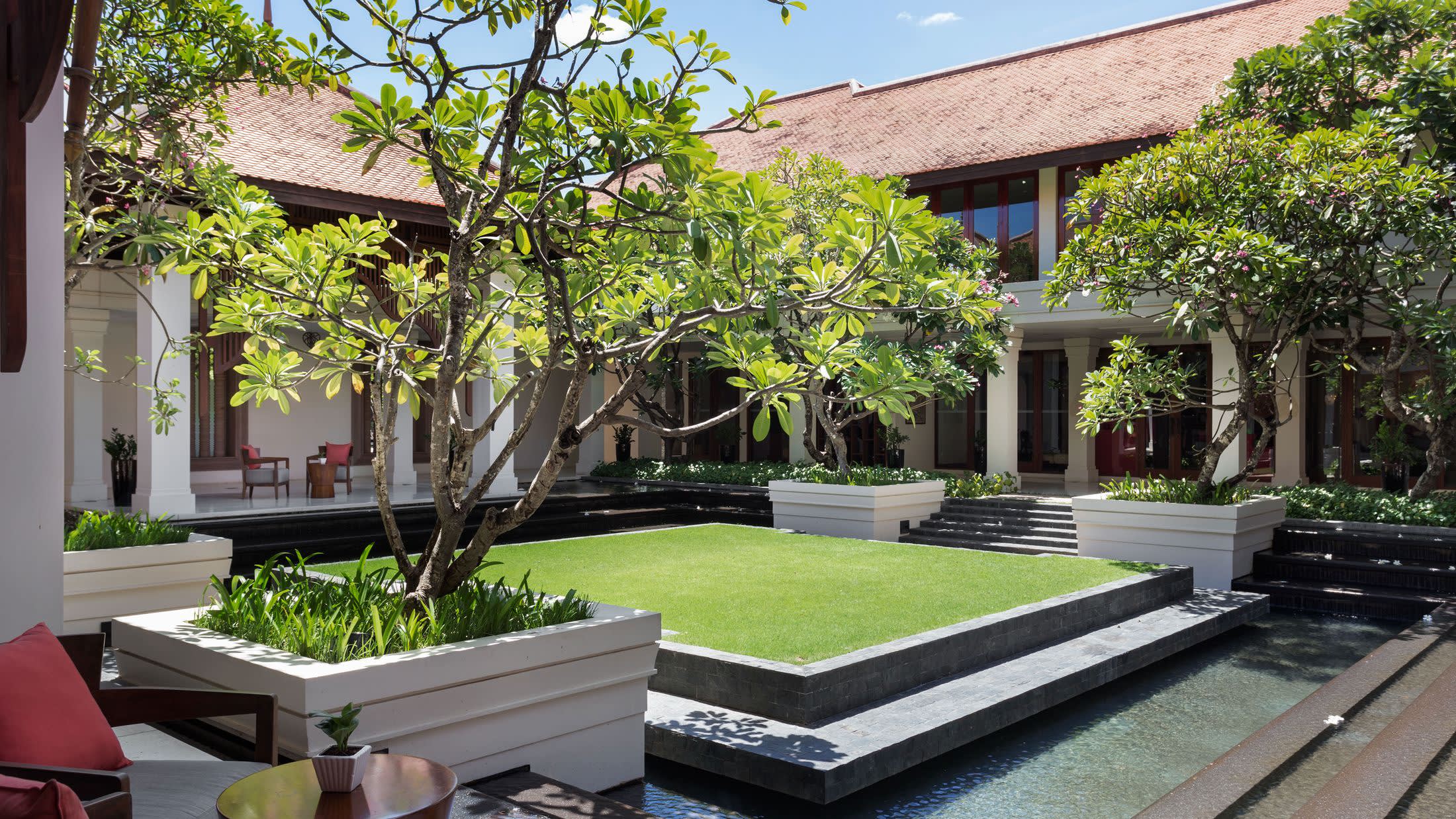 a bench in front of a house