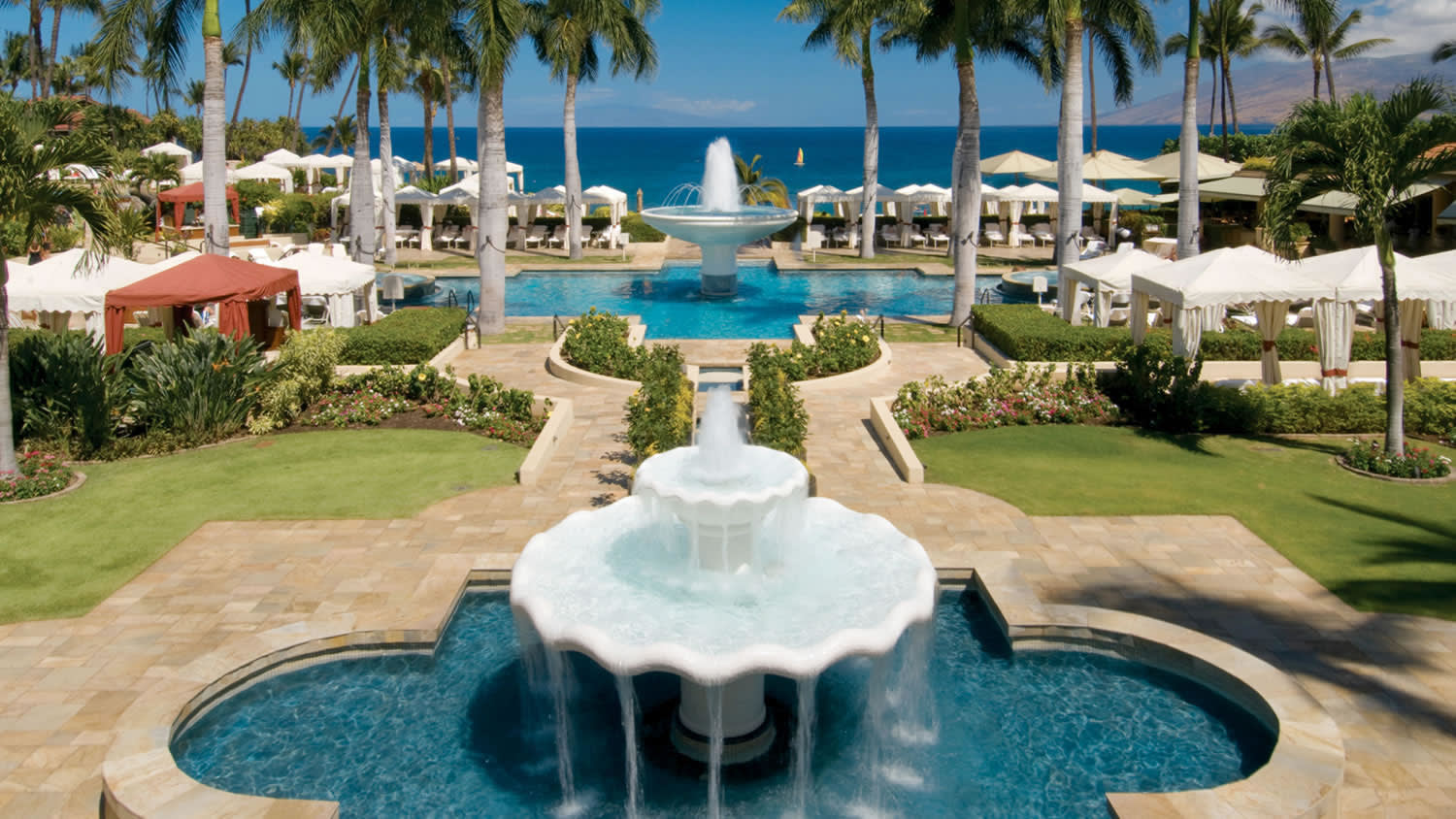 a pool table in a garden