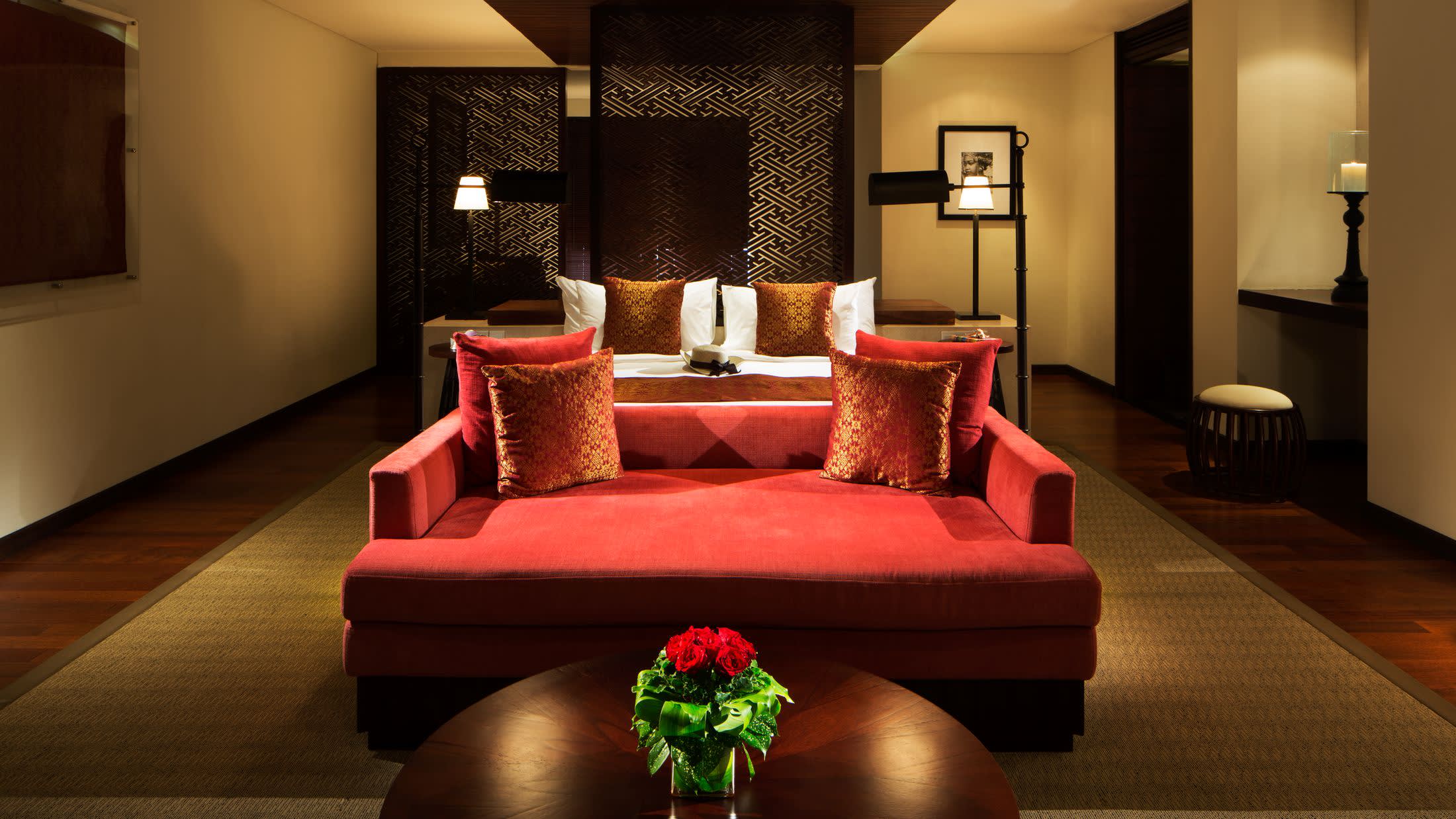 a double bed in a hotel room