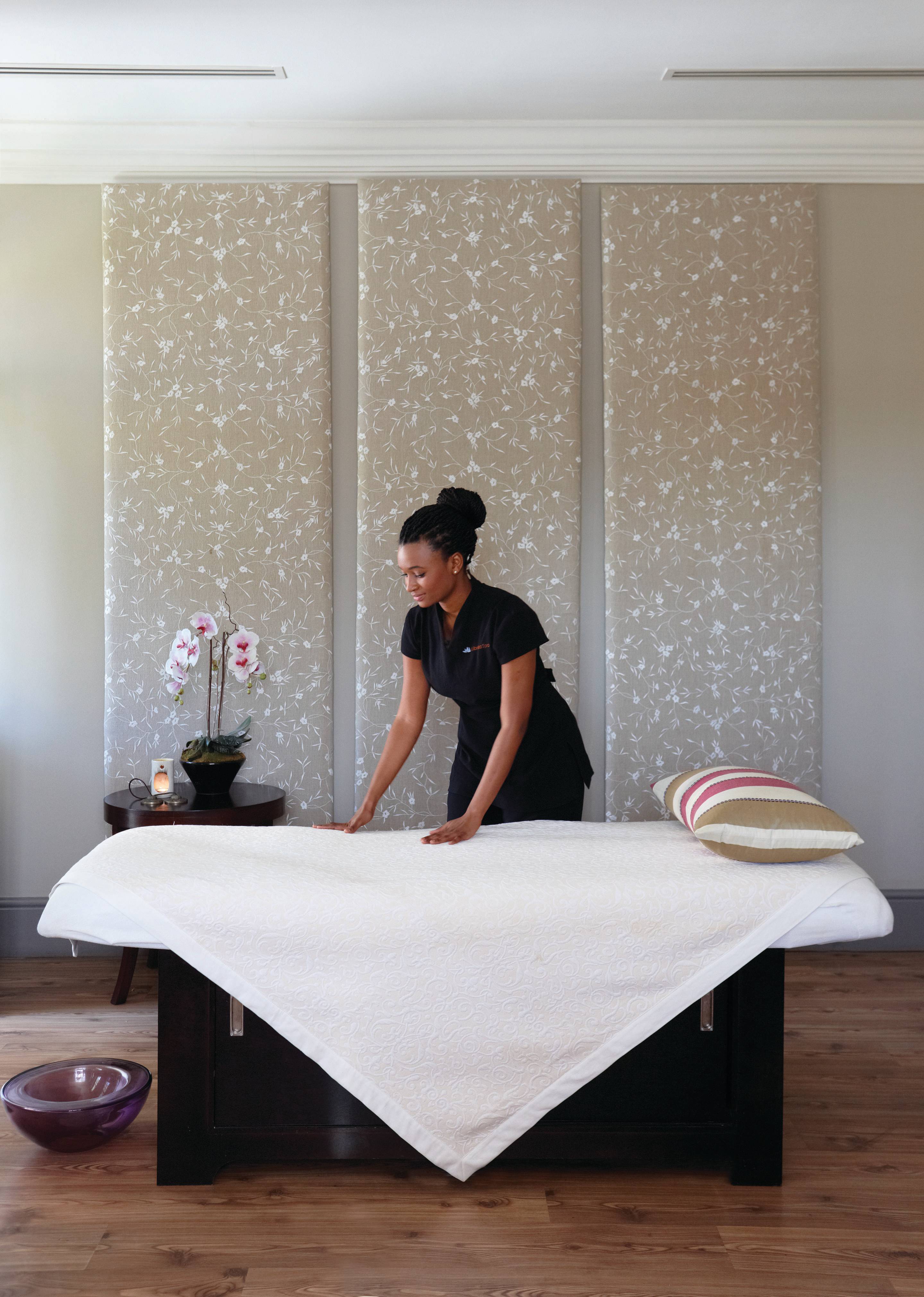 a person sitting on a bed