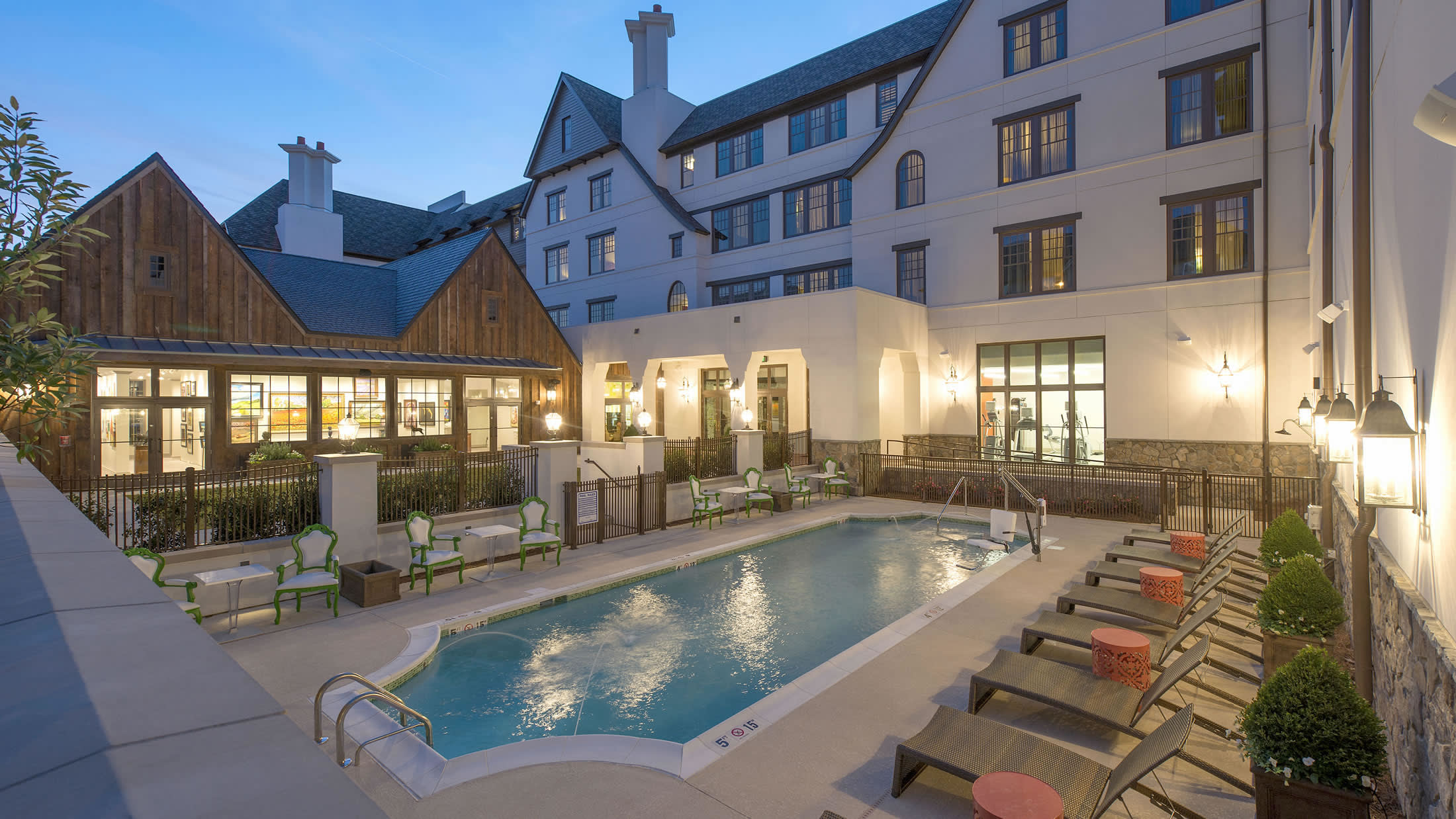 a large building with a pool table
