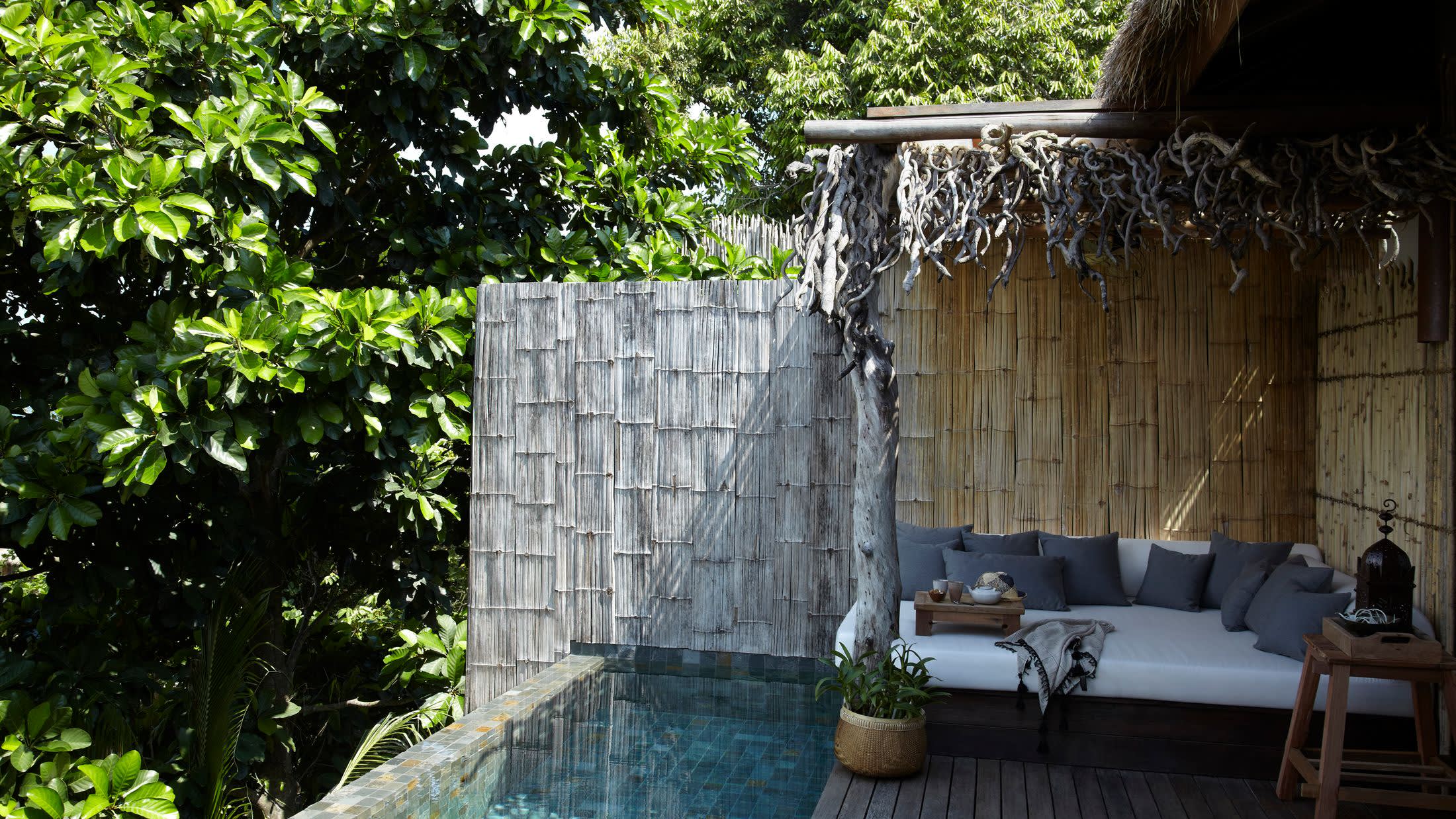 a chair sitting in front of a building