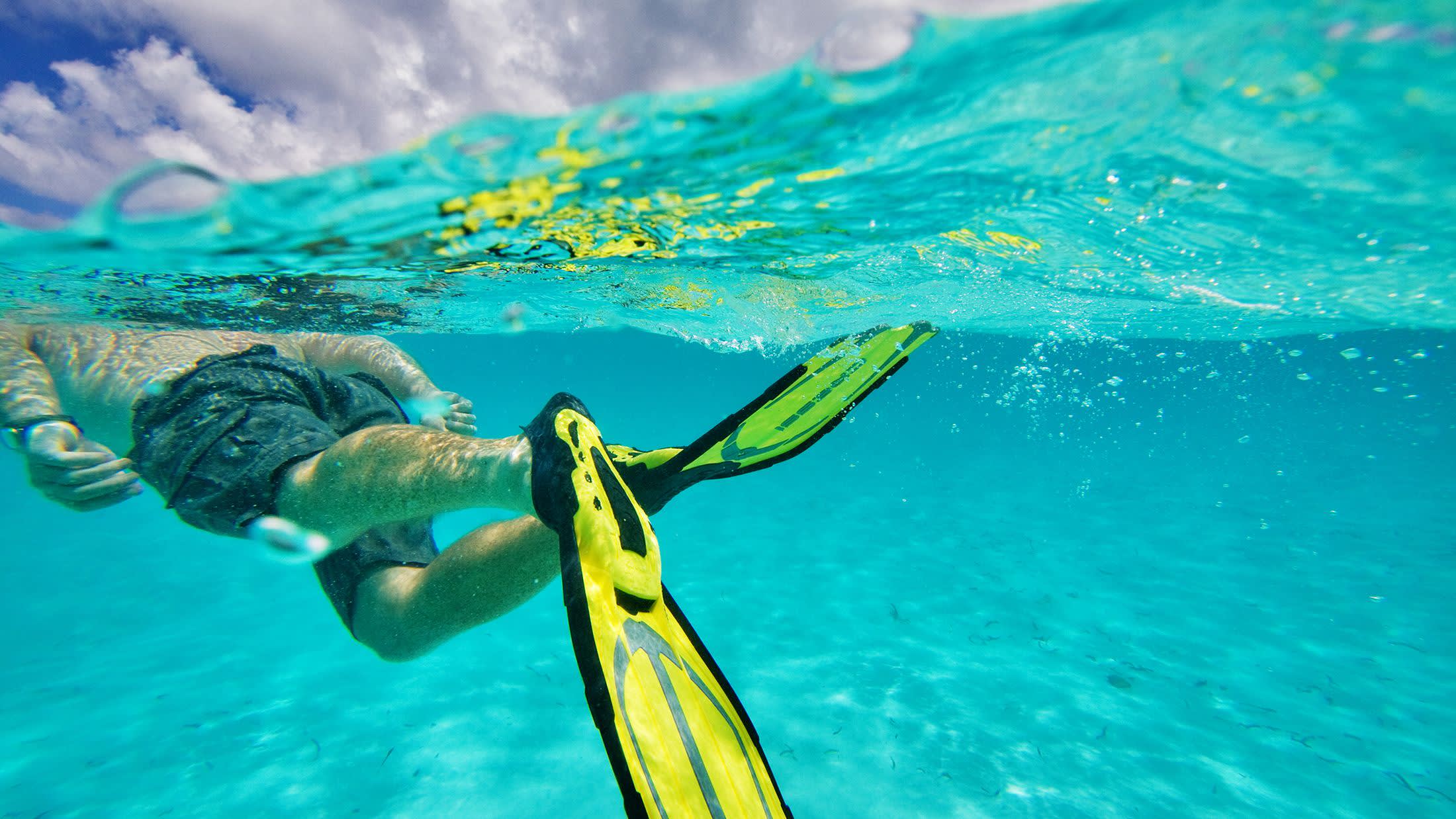 a person swimming in a pool of water