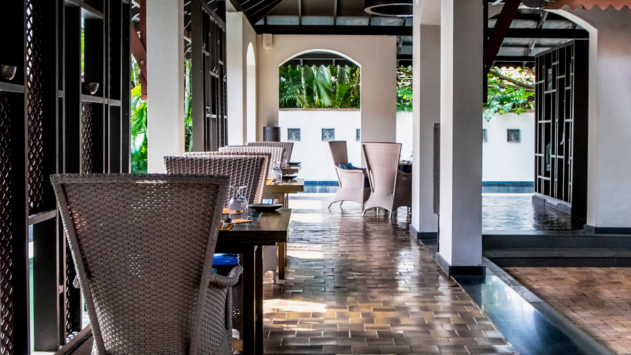 a chair sitting in front of a building