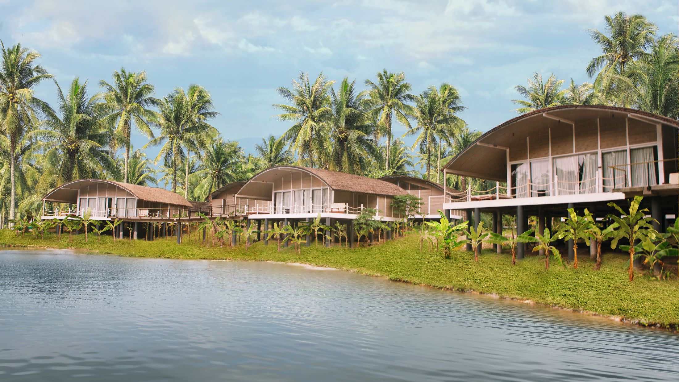 a small house in a body of water