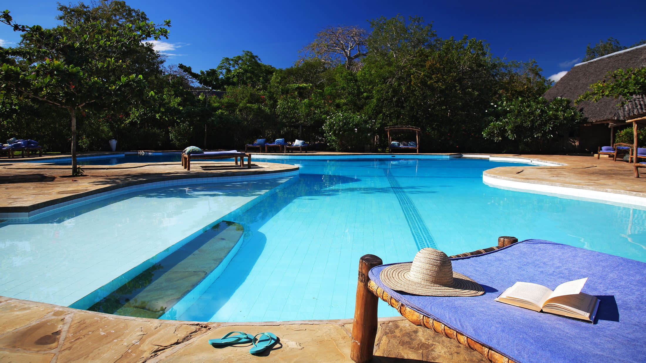 a blue pool of water