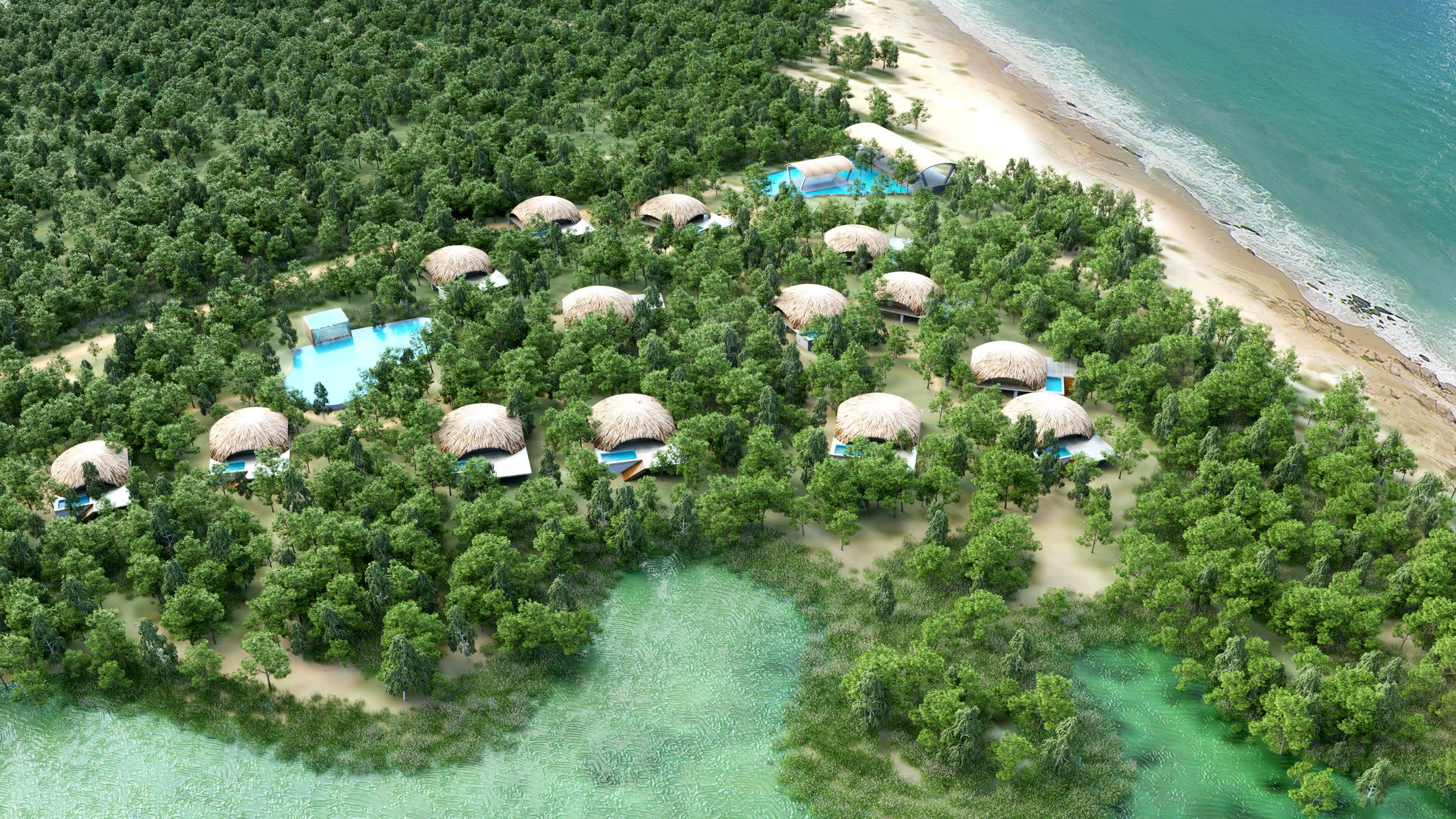 Aerial view of Chena Huts by Uga Escapes