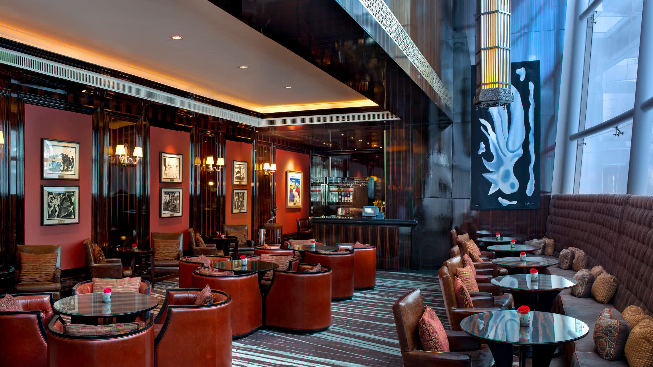 a dining room table in front of a building