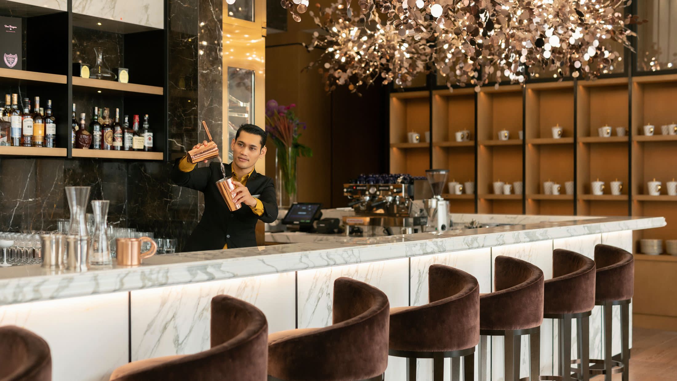 a store filled with lots of counter space and a sink