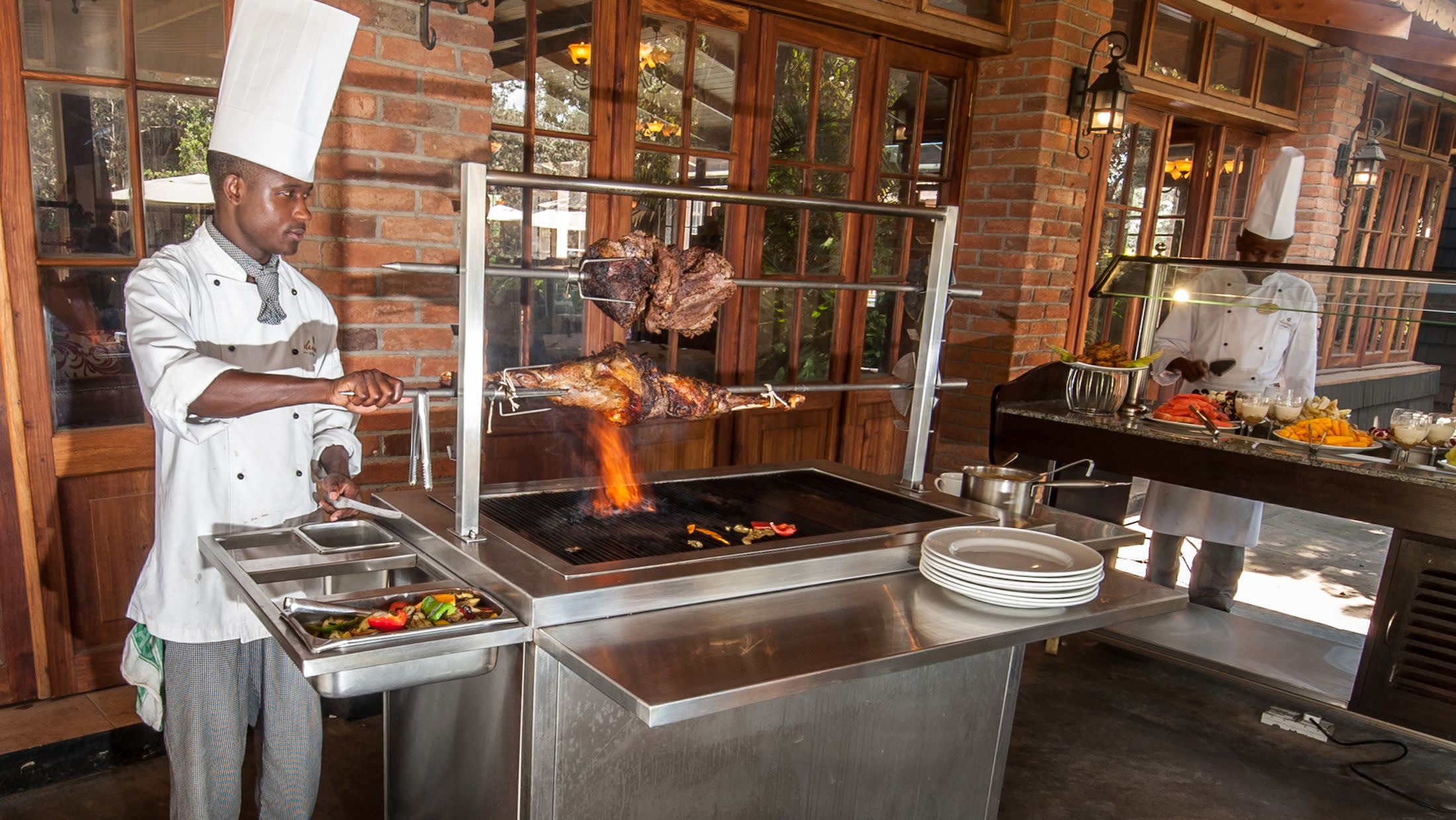 a man cooking in a kitchen