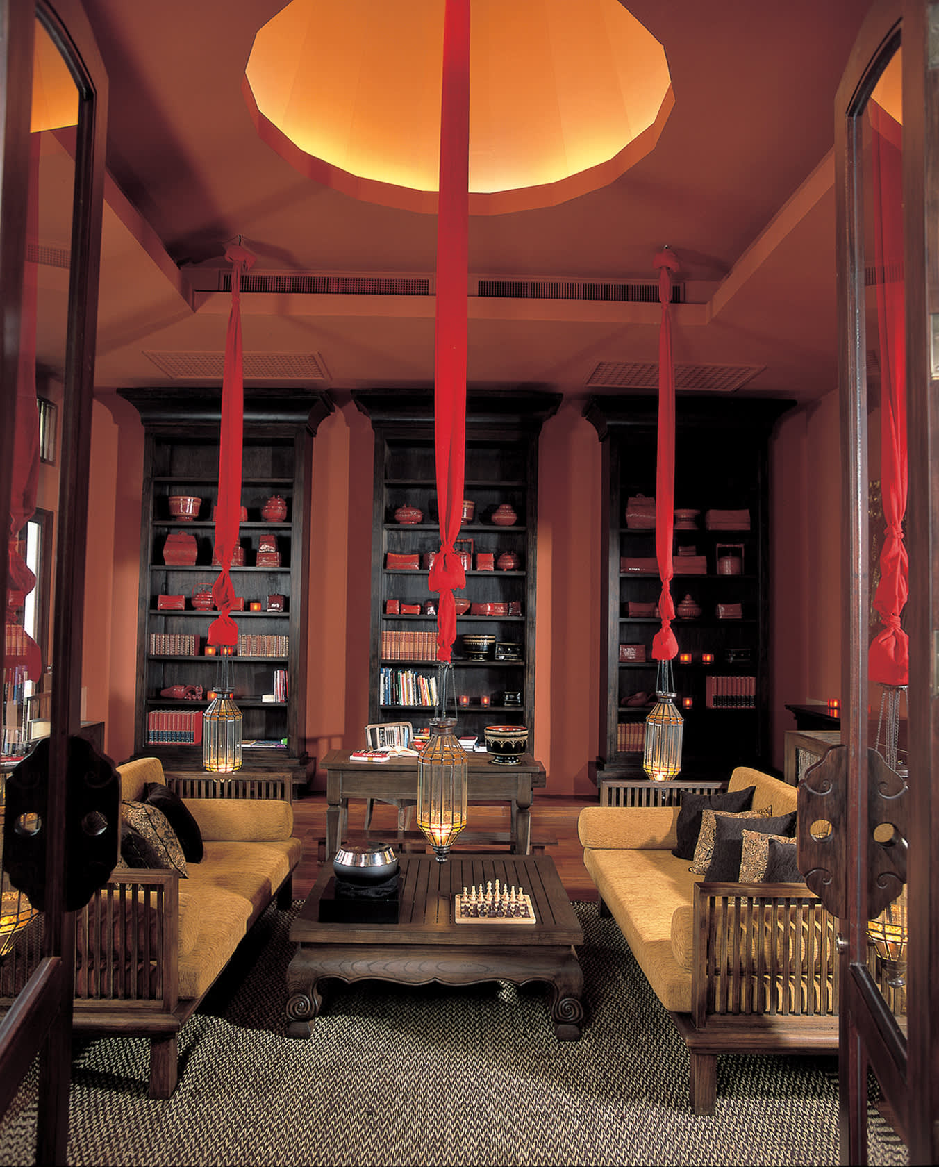 a chair sitting in front of a building