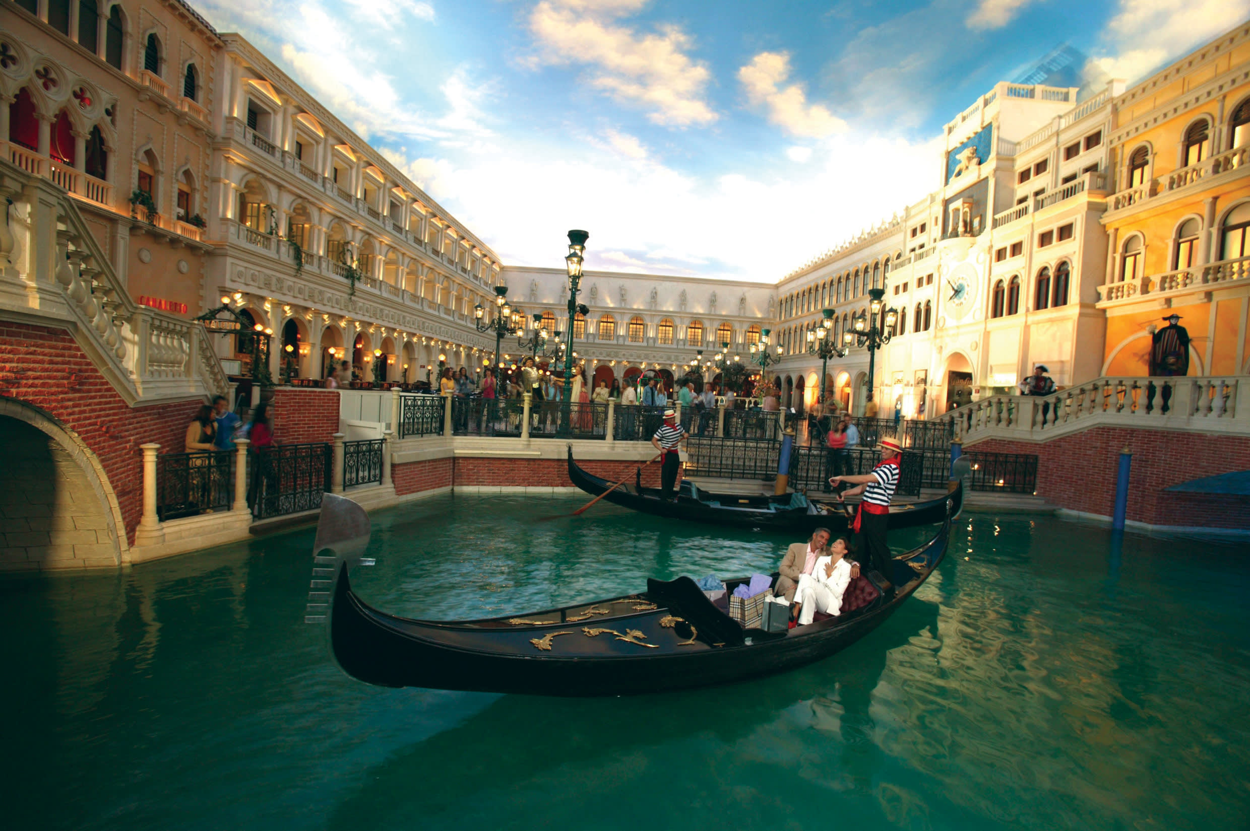 a boat sitting on top of The Venetian Las Vegas