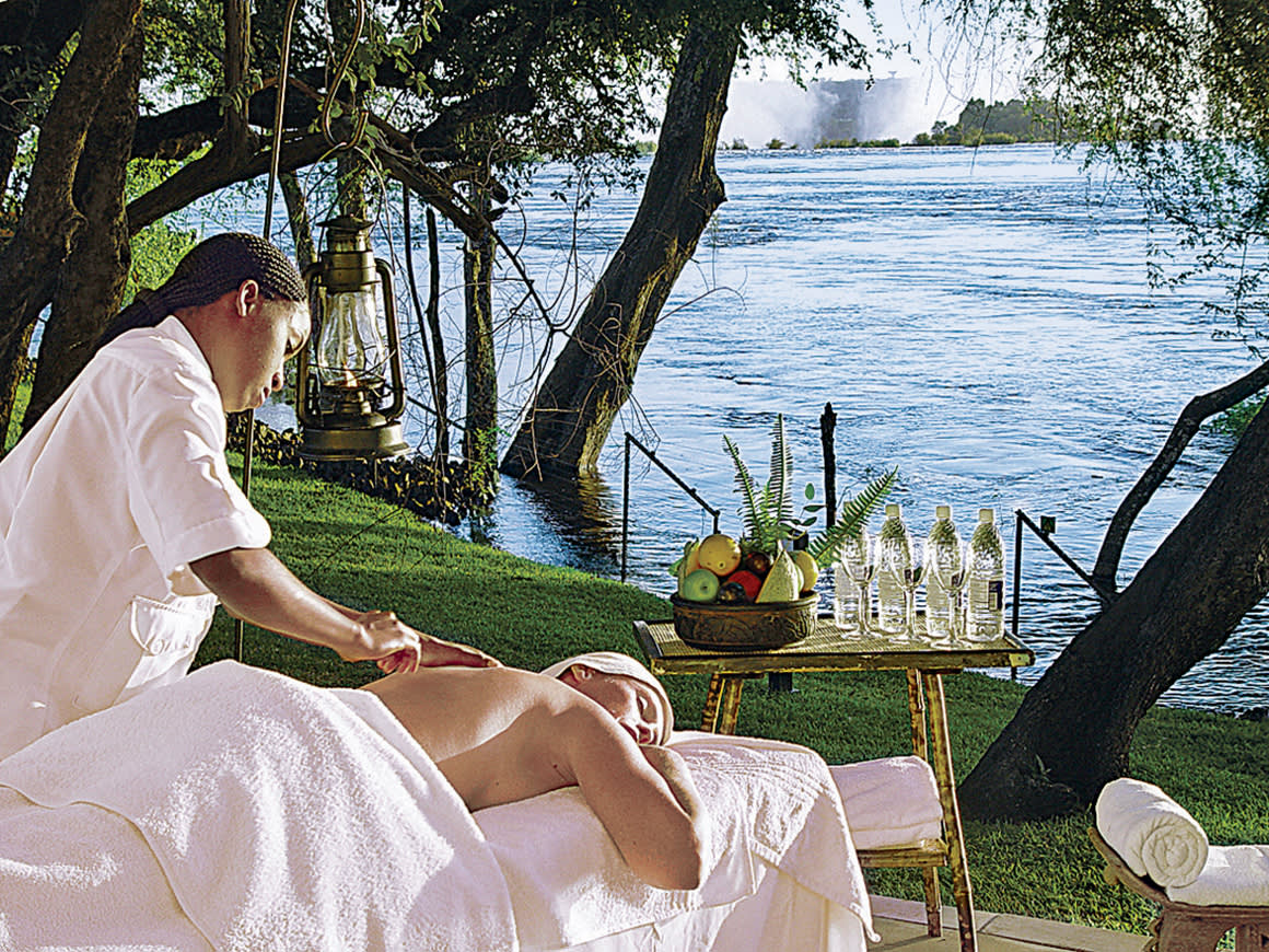 a man sitting on a table