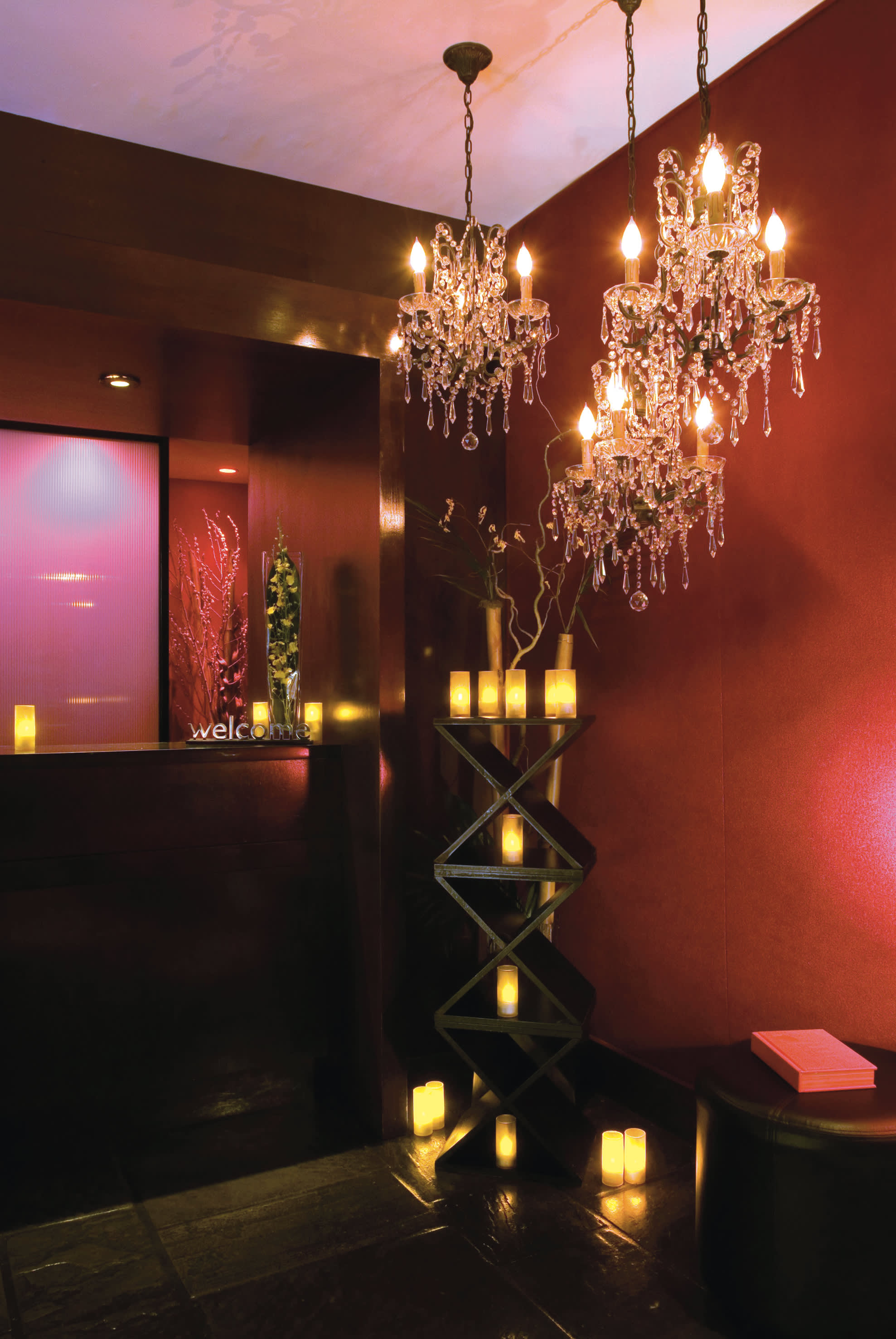 a lit up city at night