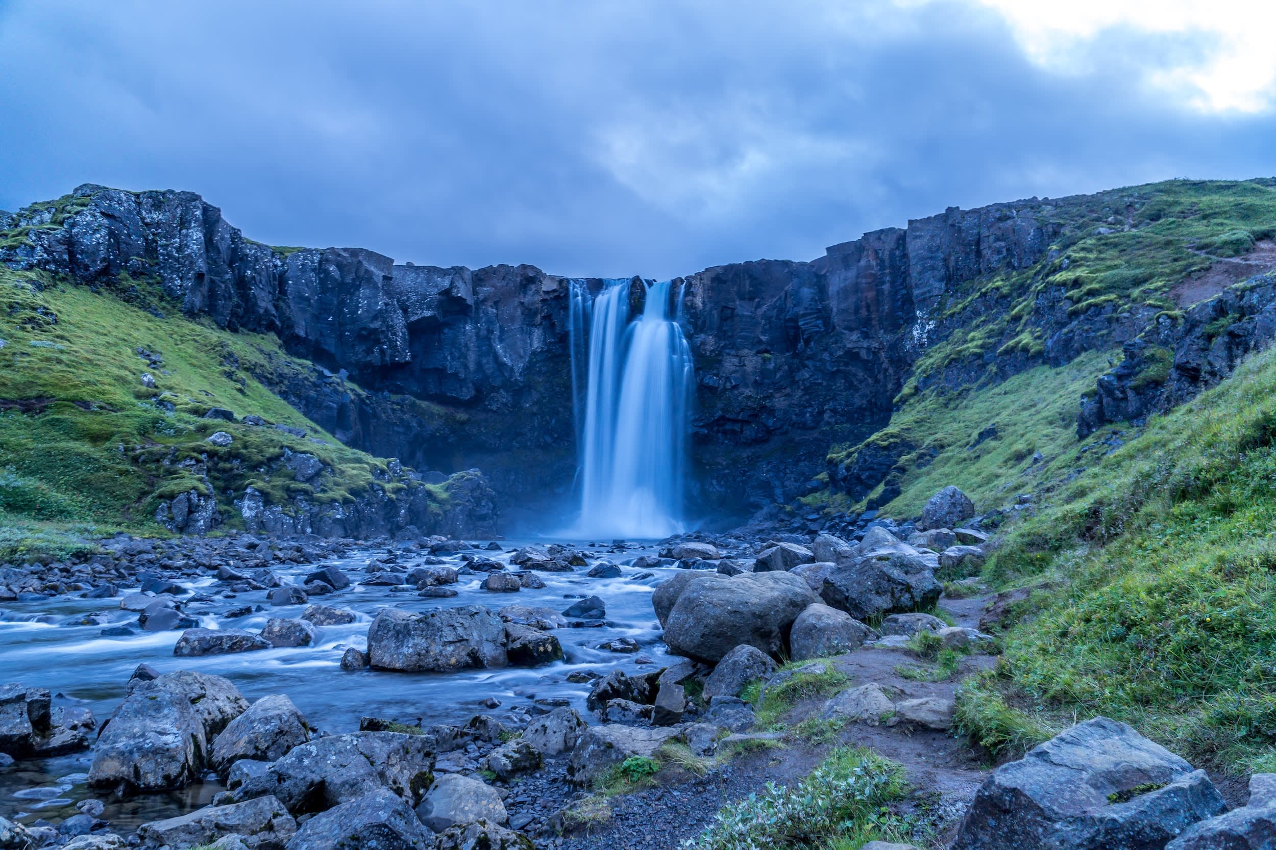 Waterfall in eco-friendly destination Iceland