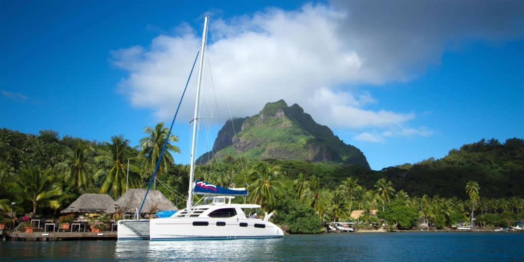 Moorings Catamaran Docked in Tahiti