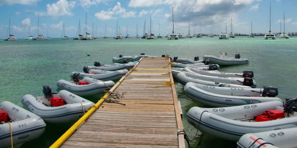 Dinghy dock potters by the sea Anegada BVI