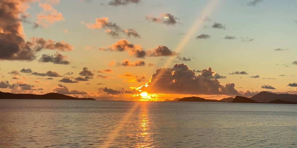 Sunset with clouds in the British Virgin Islands