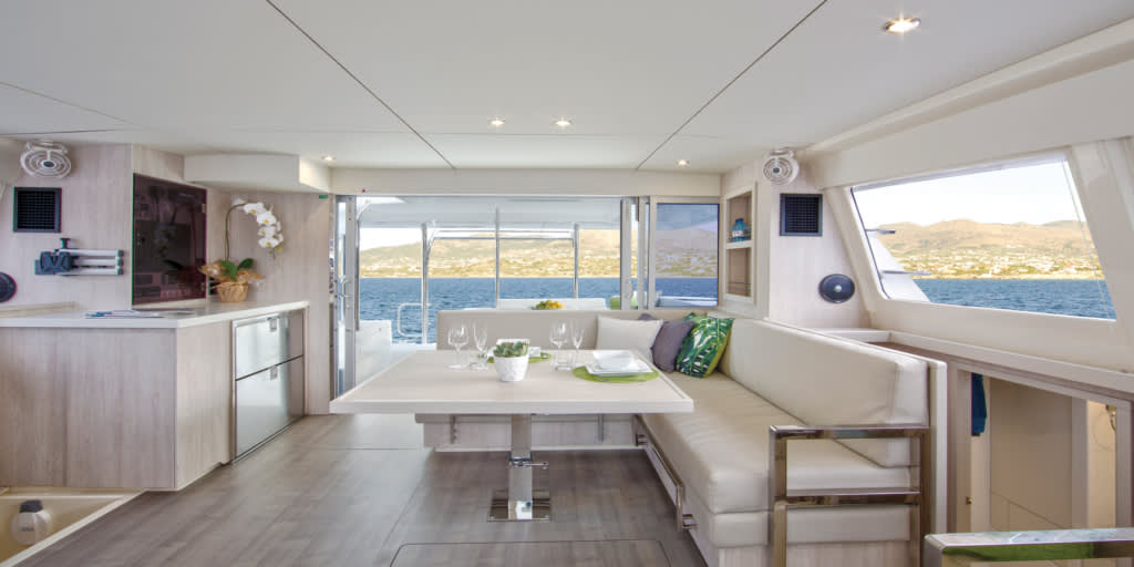 Sailing catamarans like the Moorings 4000 offer spacious interiors