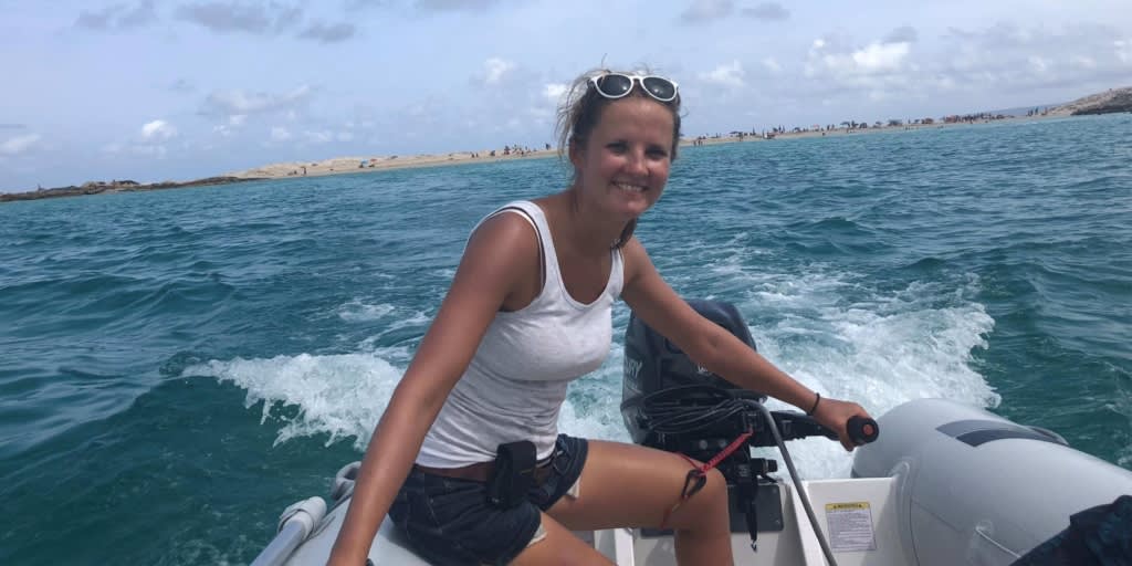 Professional skipper Jovita in the dinghy