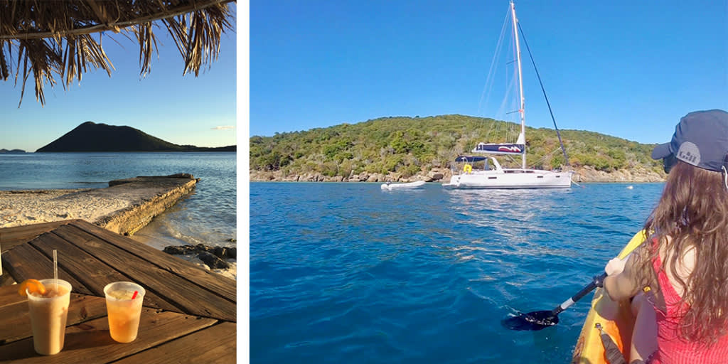 Drinking and kayaking in BVI