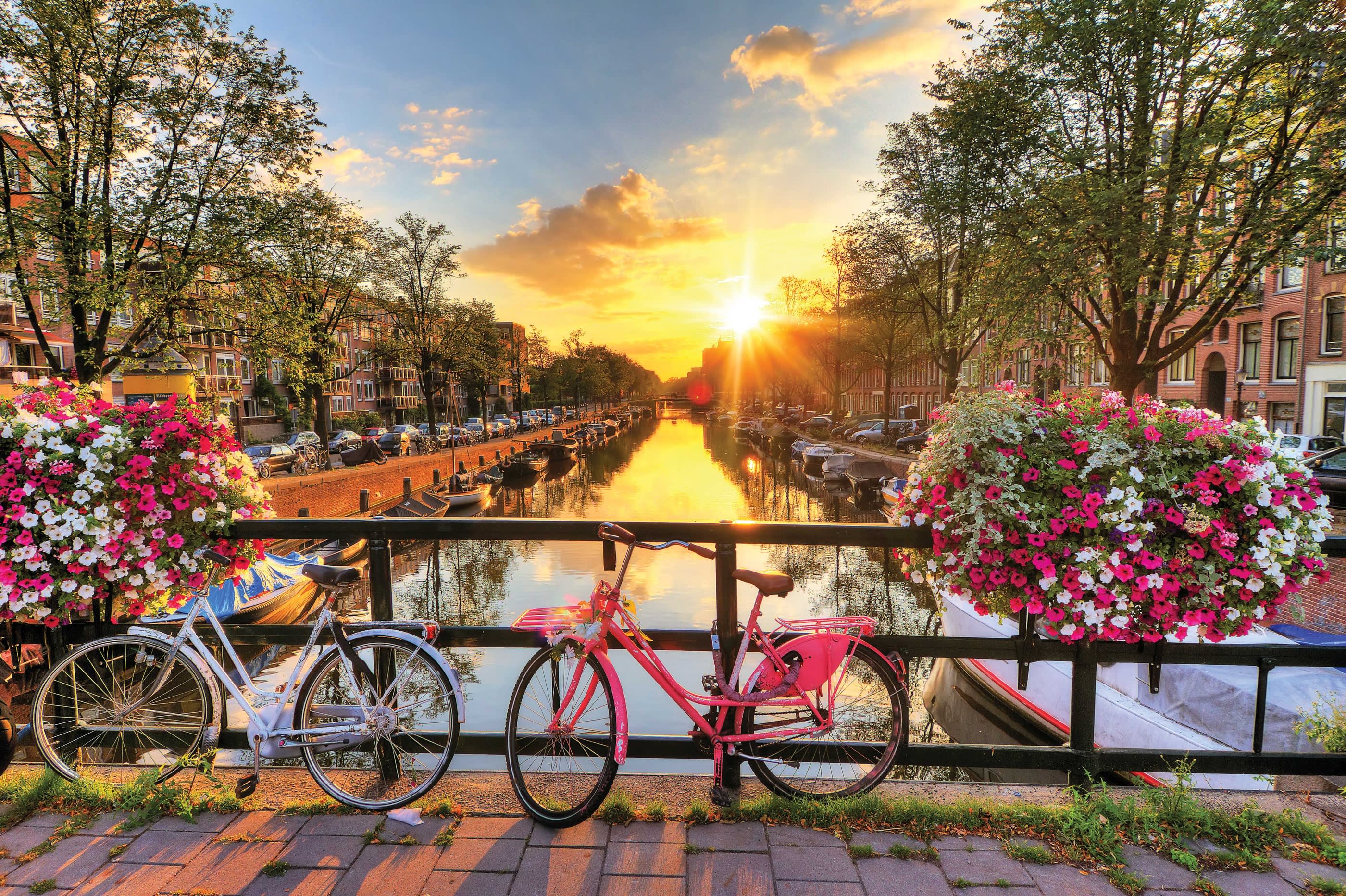 Beautiful sunrise over Amsterdam