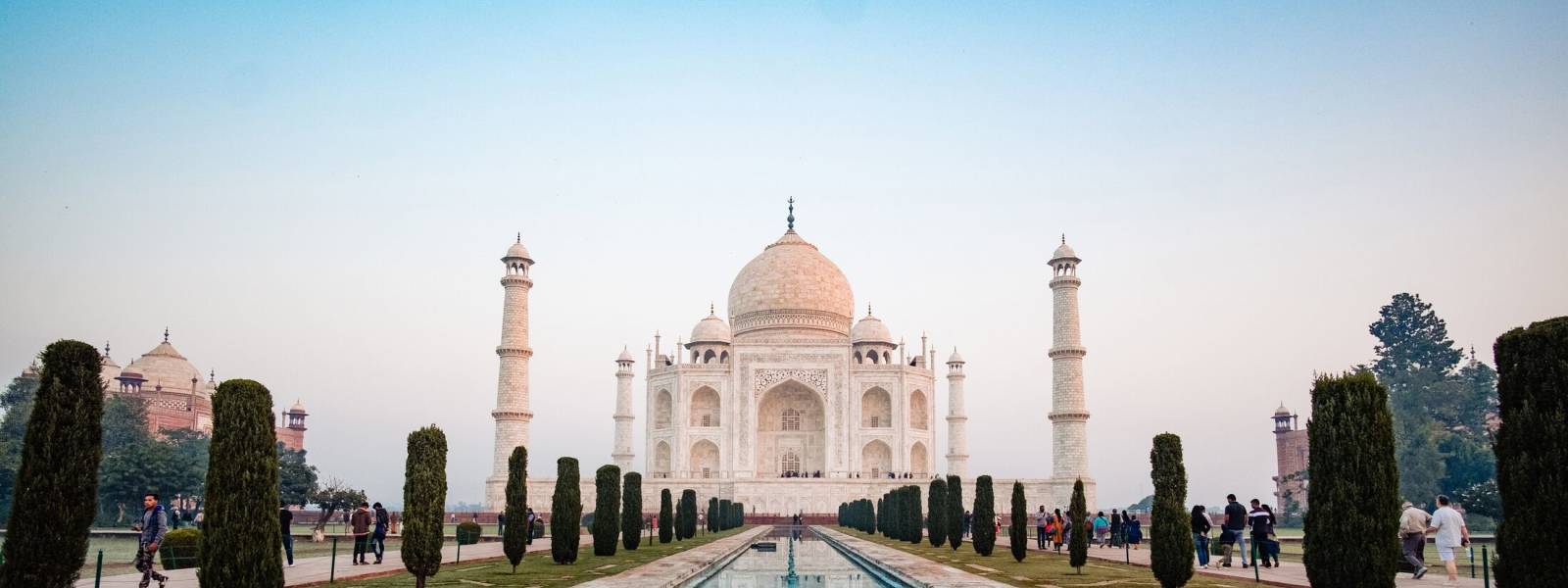 The Taj Mahal, Agra, with reflective pool