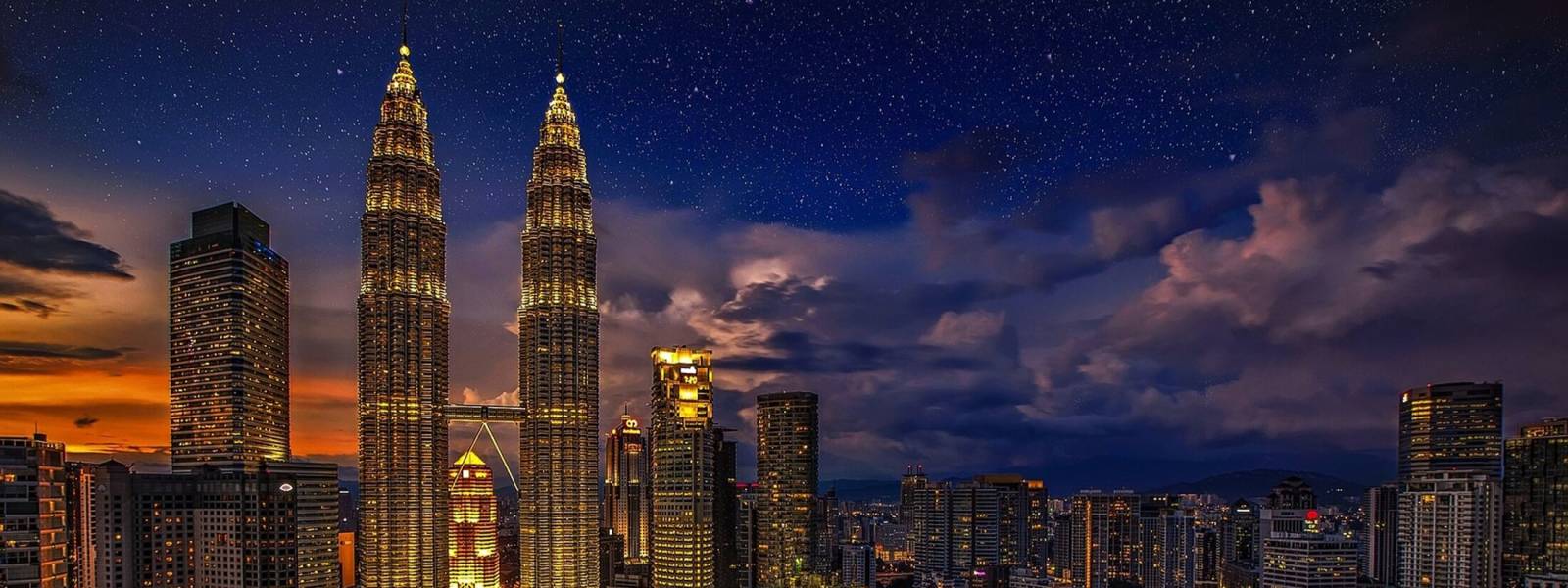 View of the Kuala Lumpur city skyline at dusk