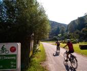 Cycling along the Danube, cycle sign, Austria